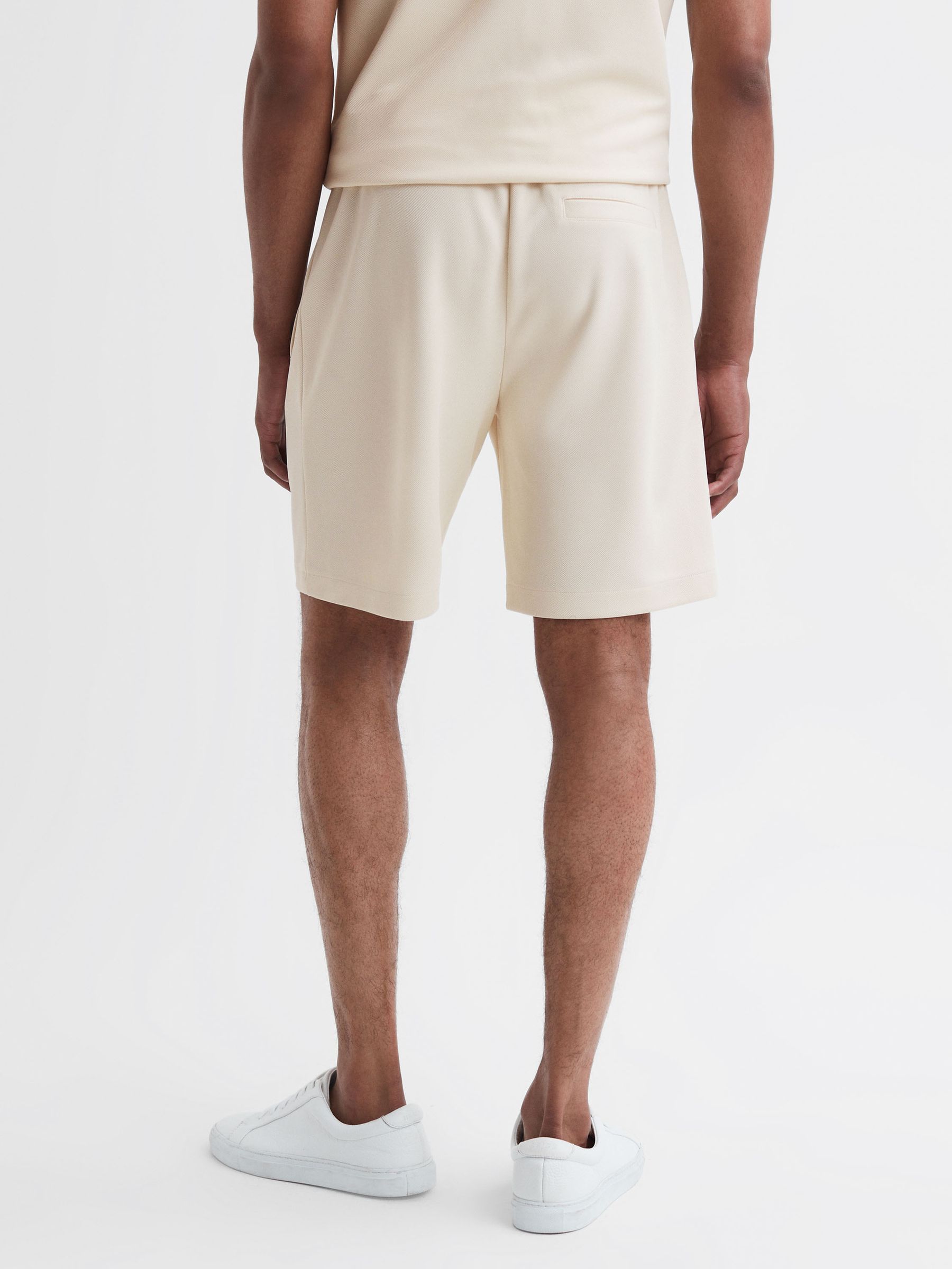 Slim Fit Drawstring Shorts in Ecru - Image 4 of 5