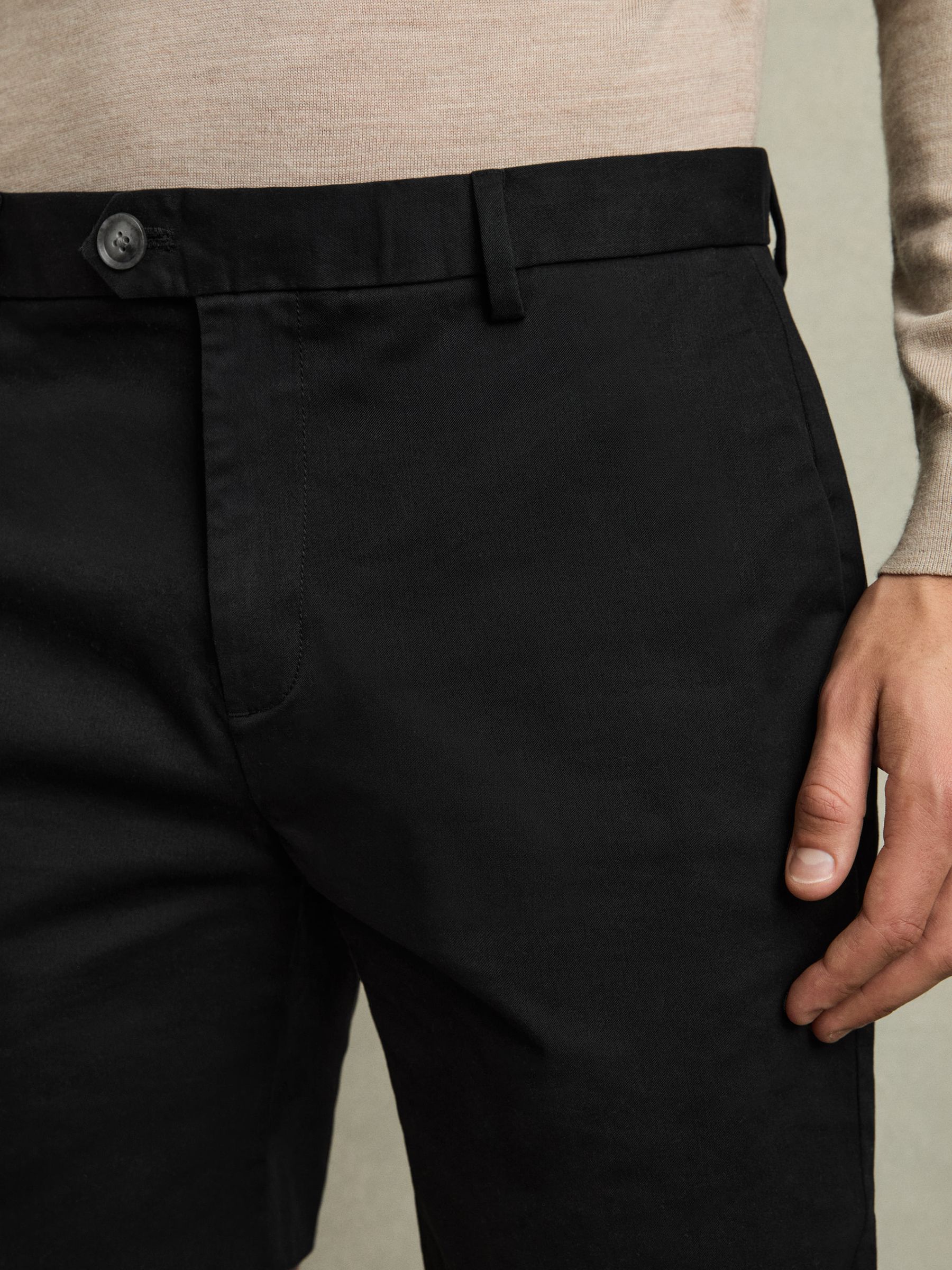 Short Length Cotton Chino Shorts with Stretch in Black - image 4