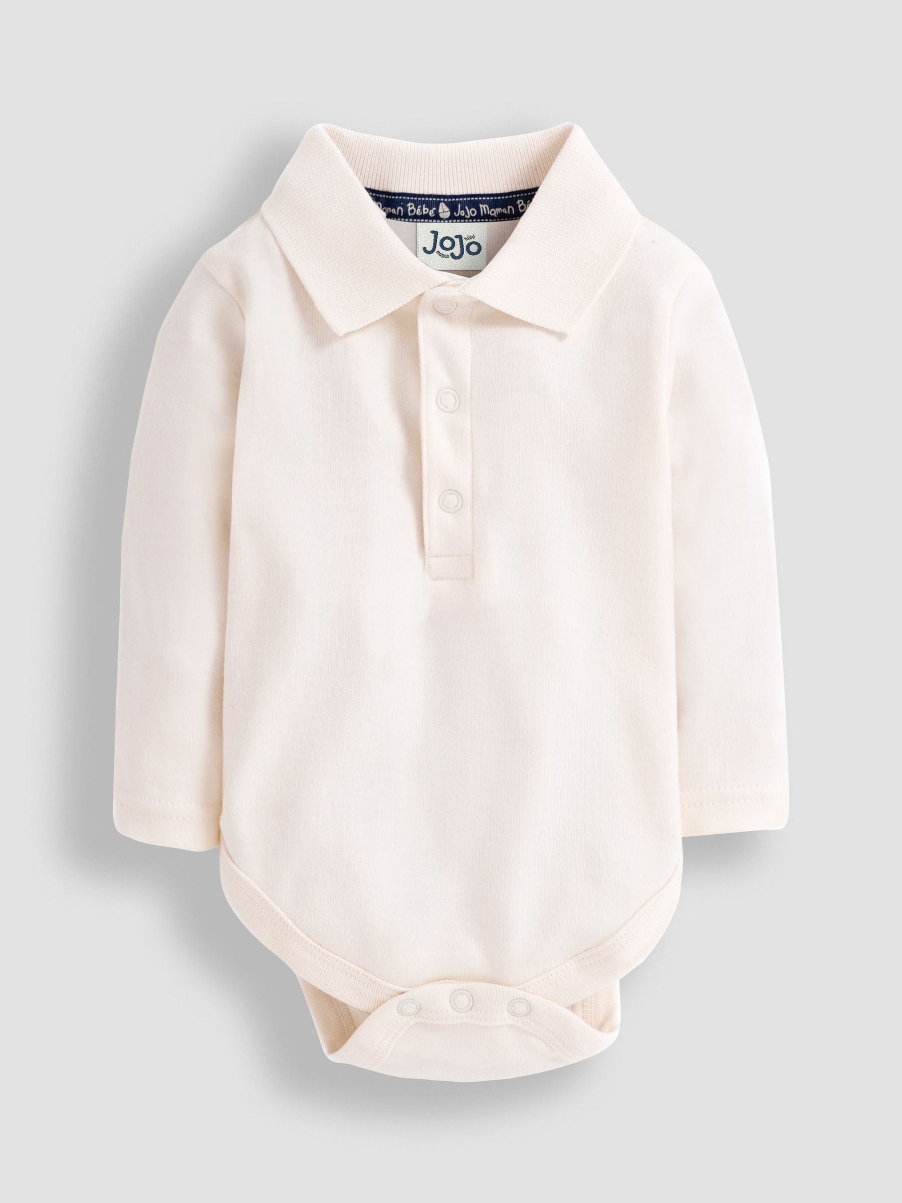 Ecru Plain Long Sleeve Polo Shirt Body - Image 1 of 3