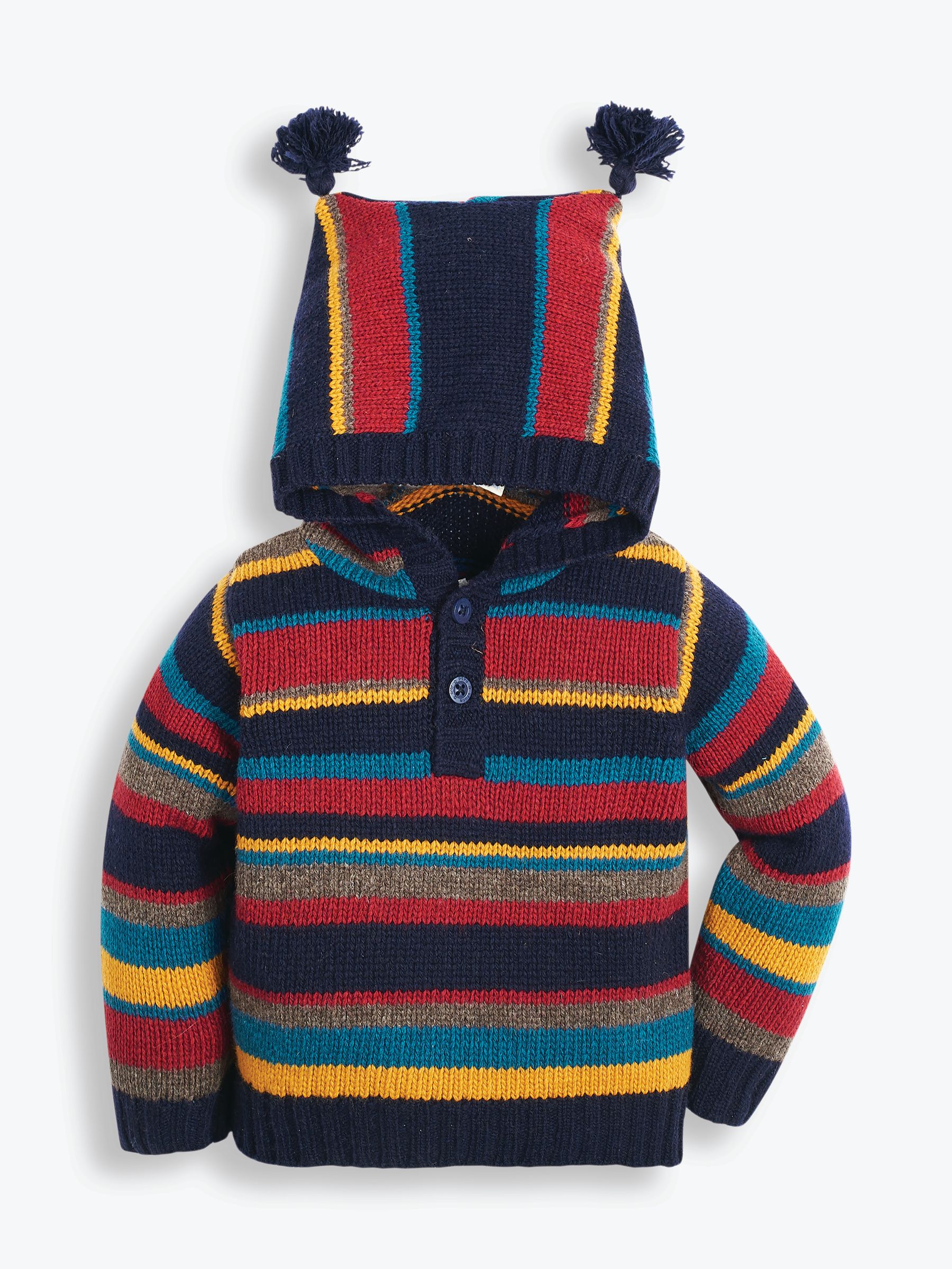 Muted Striped Hooded Jumper in Navy - Image 2 of 3