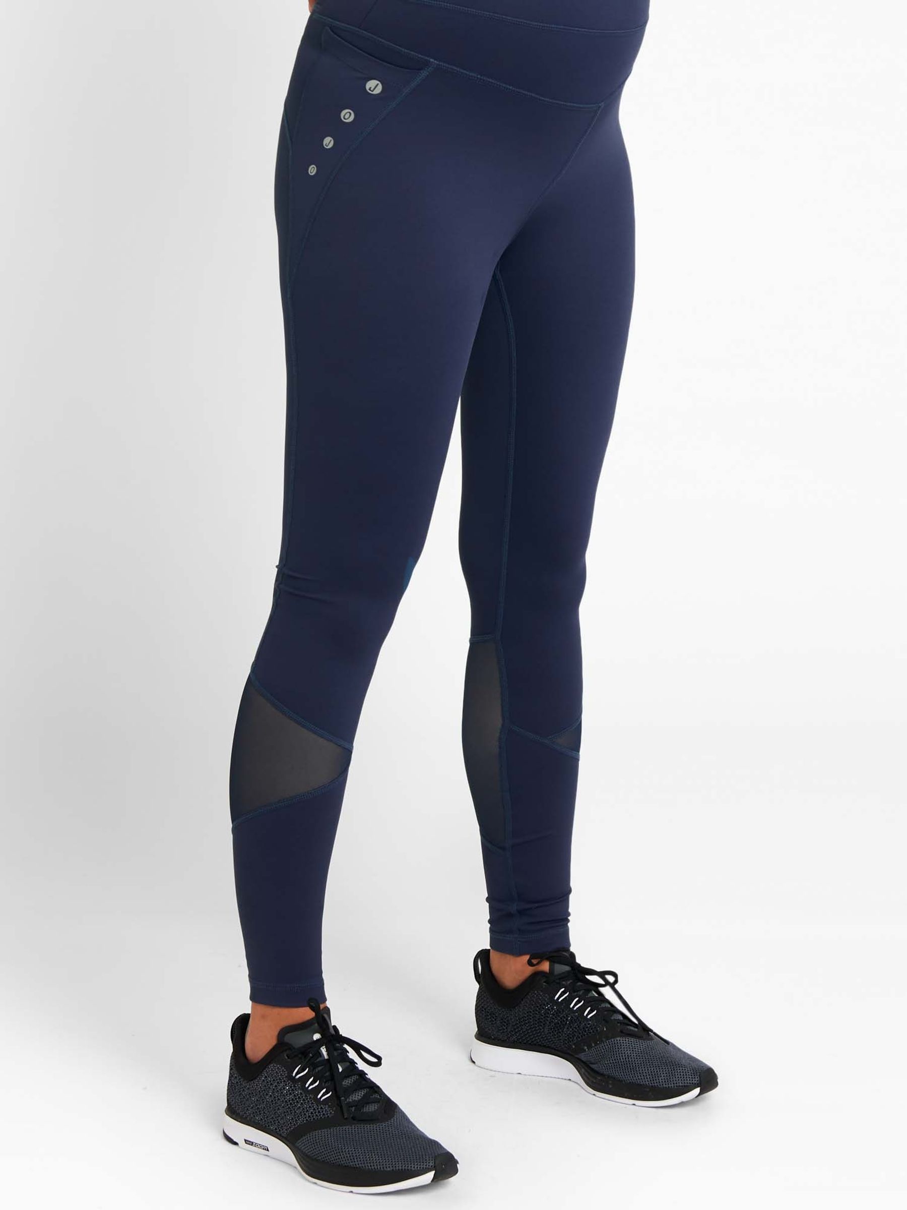 Navy Mesh Panel Performance Maternity Workout Leggings - Image 1 of 2