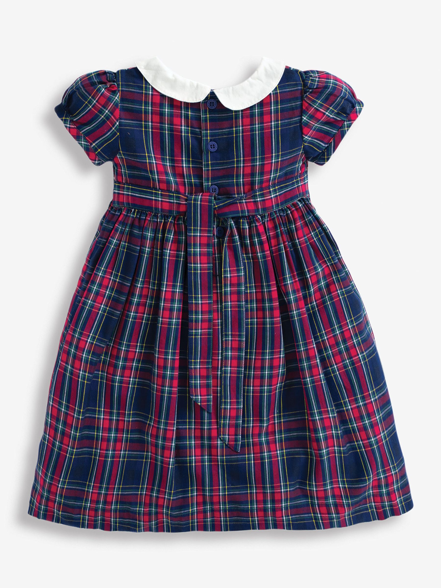 Smocked Tartan Party Dress in Navy - Image 1 of 3