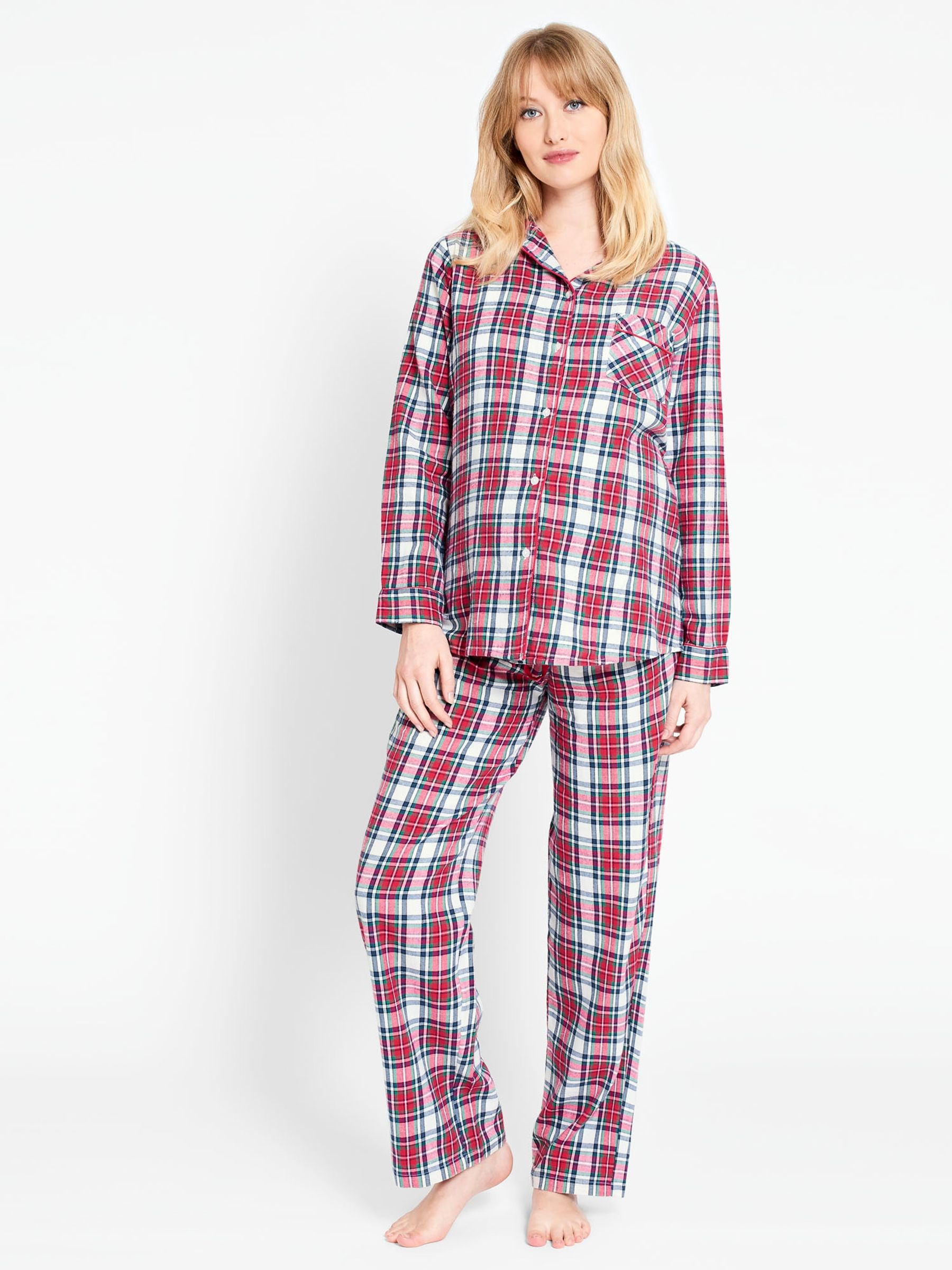 Tartan Maternity & Nursing Pyjama Set in Red - Image 1 of 5