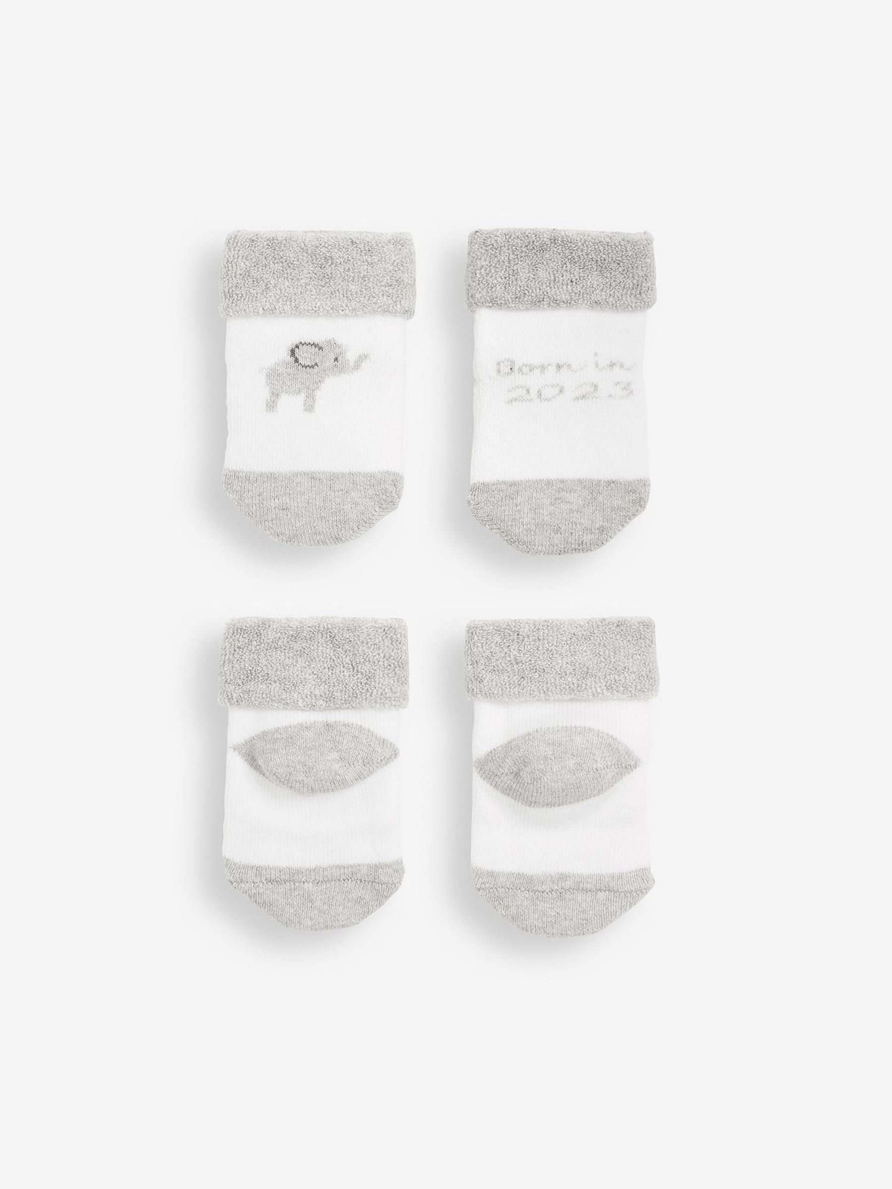 White 2-Pack Born In 2023 Baby Socks - Image 1 of 1