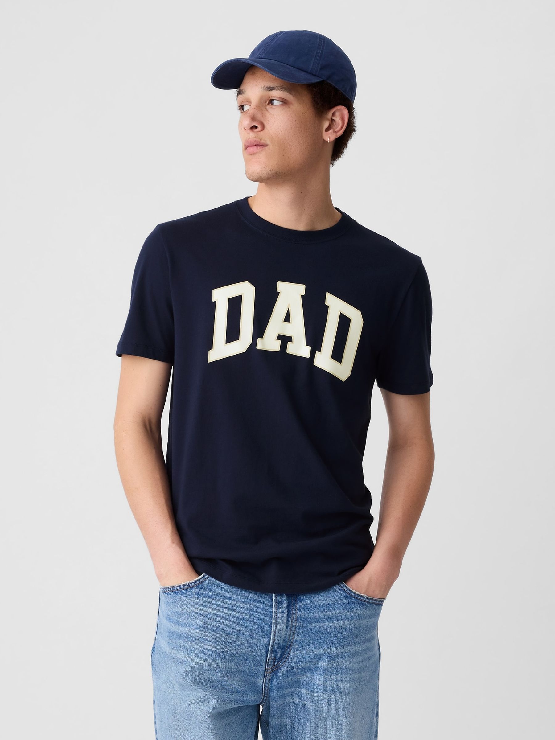 Navy Blue Everyday Soft Dad Graphic Short Sleeve Crew Neck T-Shirt - Image 1 of 3