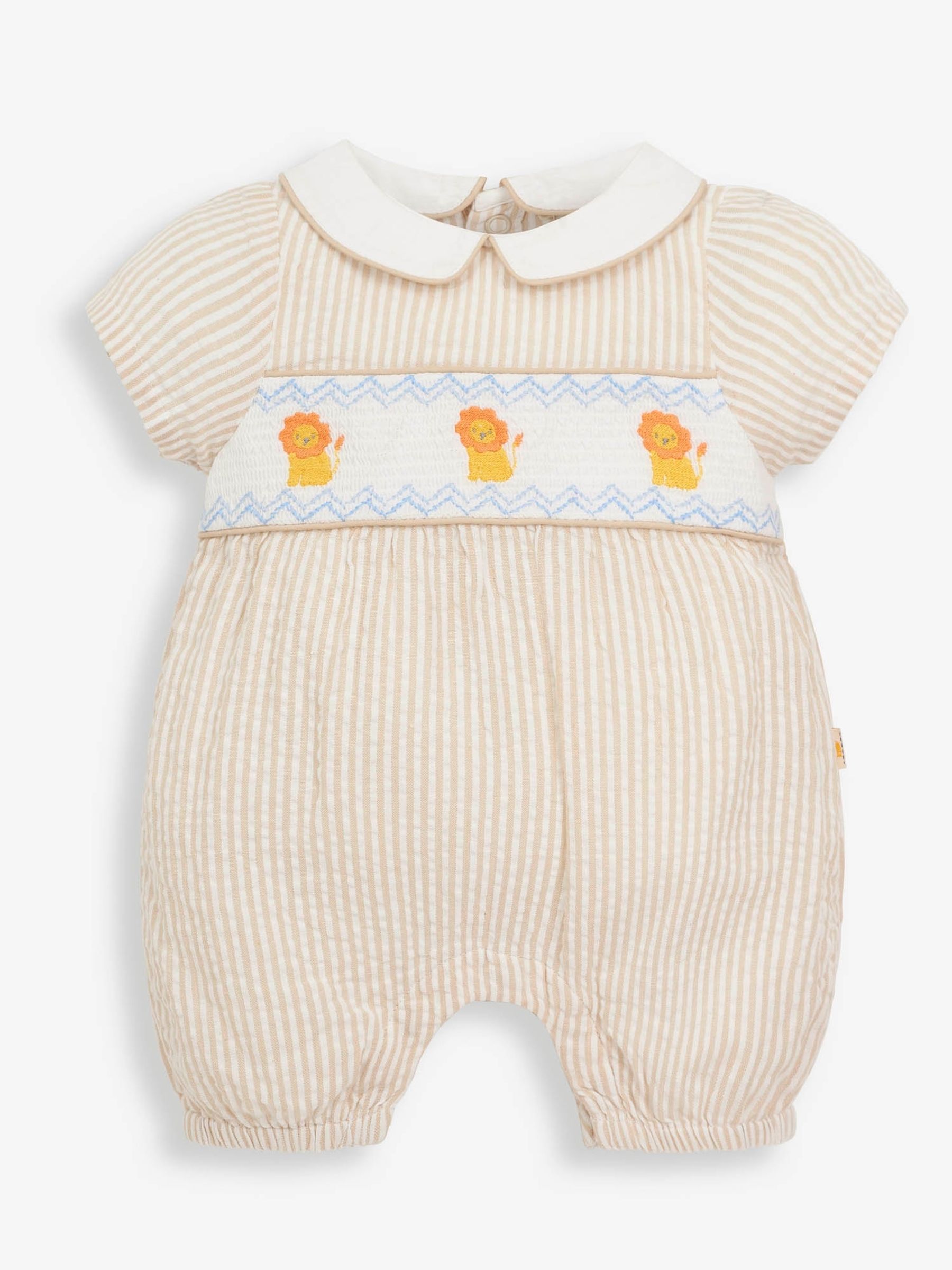 Stone Lion Embroidered Smocked Baby Romper - Image 1 of 5