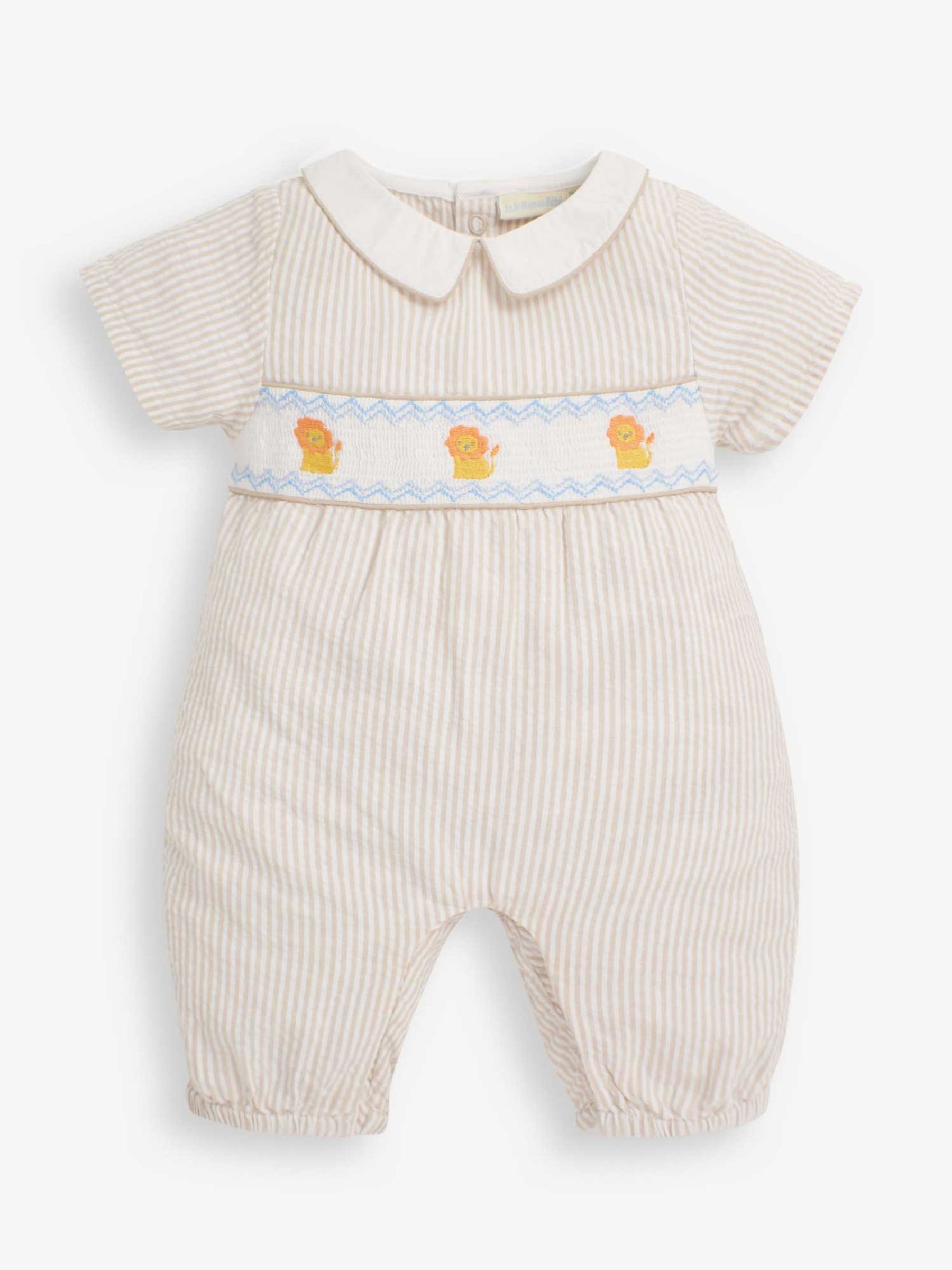 Stone Lion Embroidered Smocked Baby Romper - Image 2 of 5
