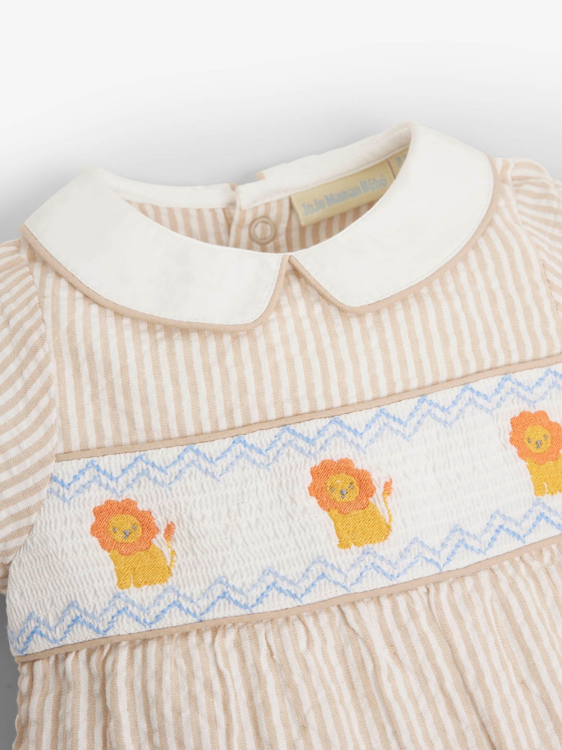 Stone Lion Embroidered Smocked Baby Romper - Image 3 of 5