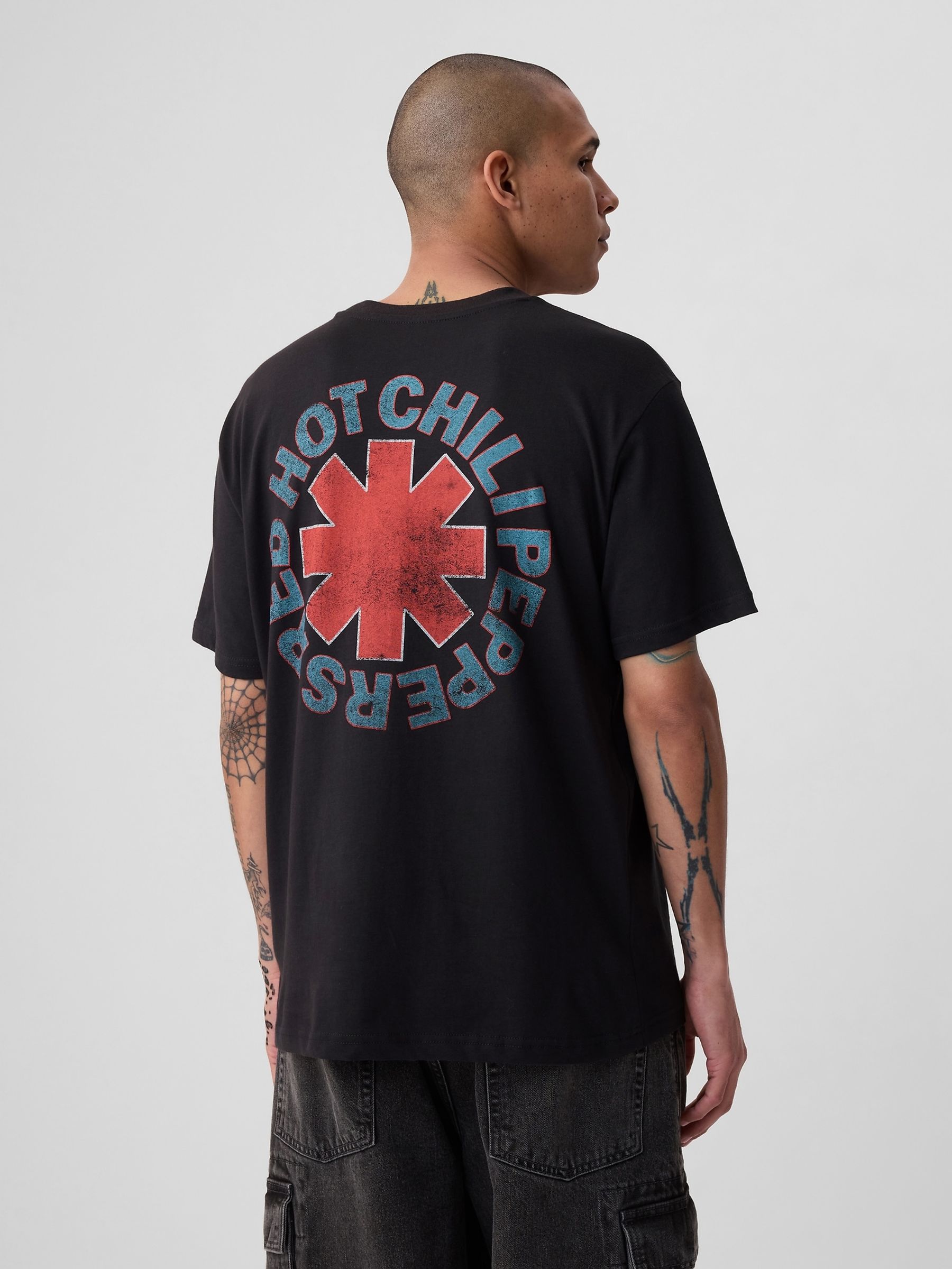Black Red Hot Chili Peppers Cotton Graphic Short Sleeve T-Shirt - Image 1 of 4