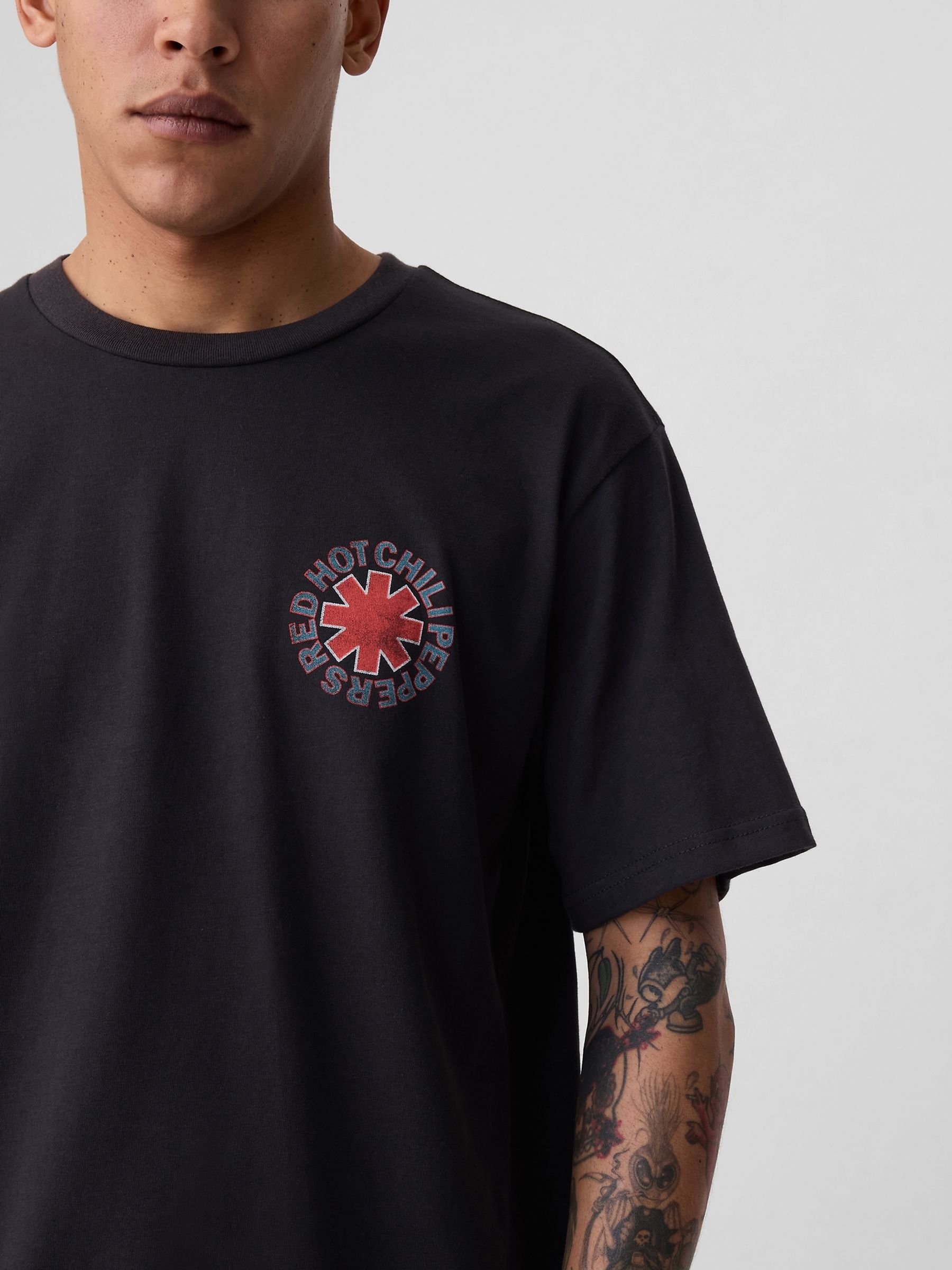 Black Red Hot Chili Peppers Cotton Graphic Short Sleeve T-Shirt - Image 3 of 4