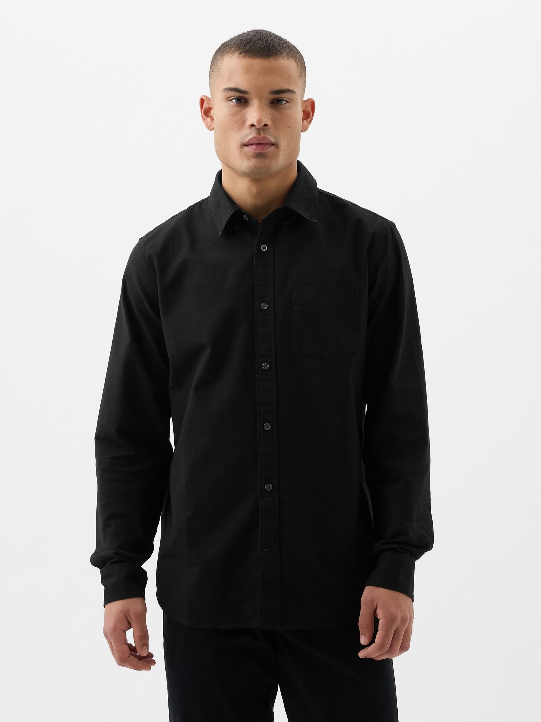 Black Oxford Shirt in Standard Fit - Image 1 of 2
