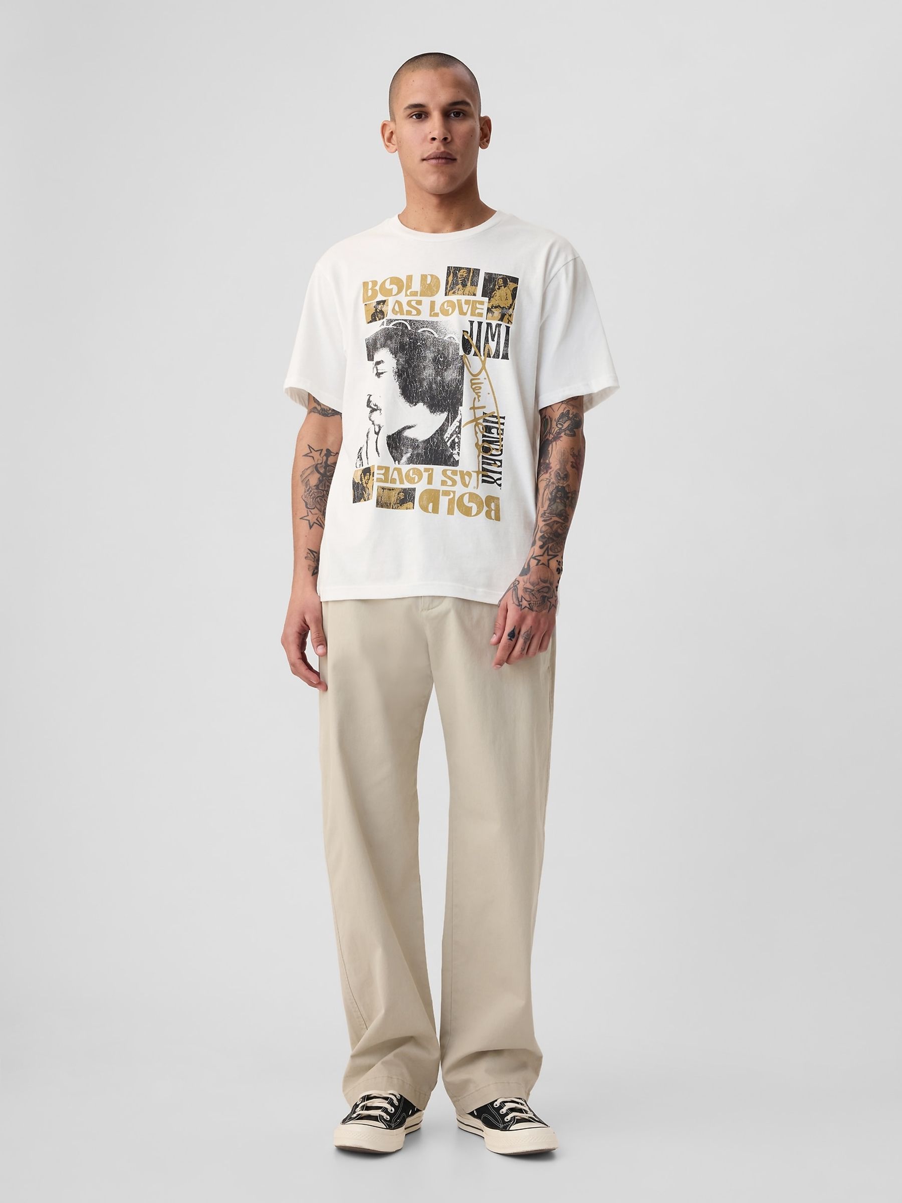 White Jimi Hendrix Cotton Graphic Short Sleeve T-Shirt - Image 1 of 4