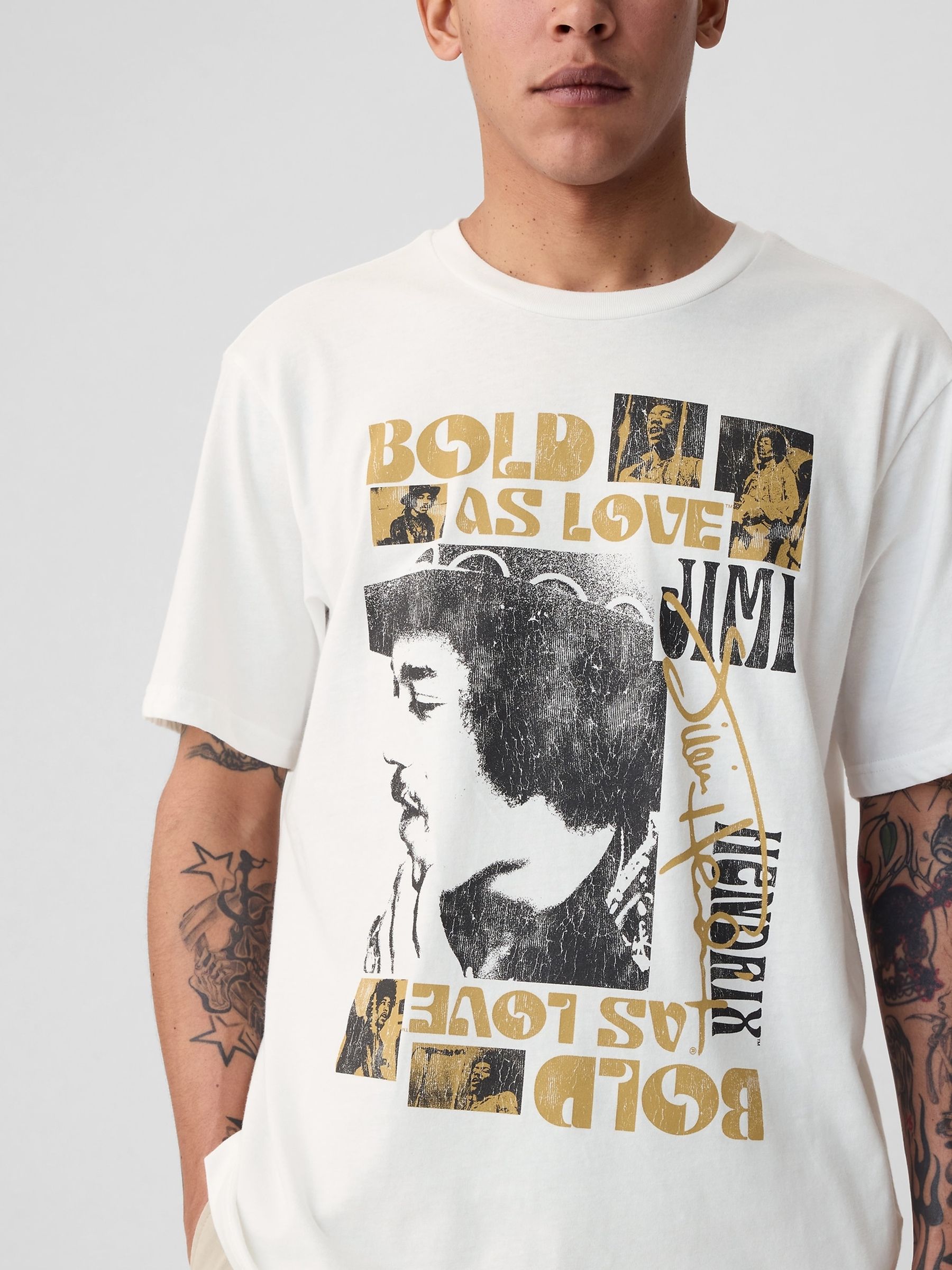 White Jimi Hendrix Cotton Graphic Short Sleeve T-Shirt - Image 3 of 4