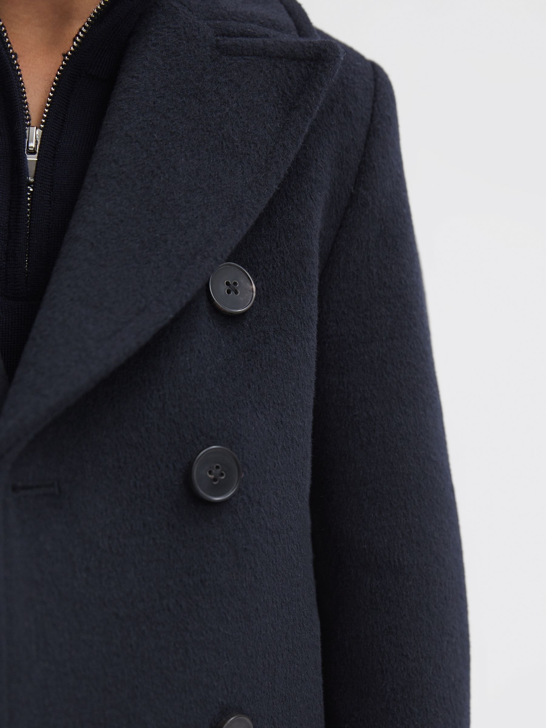 9-13 yrs Wool-Blend Twill Double-Breasted Coat in Navy - Image 4 of 6