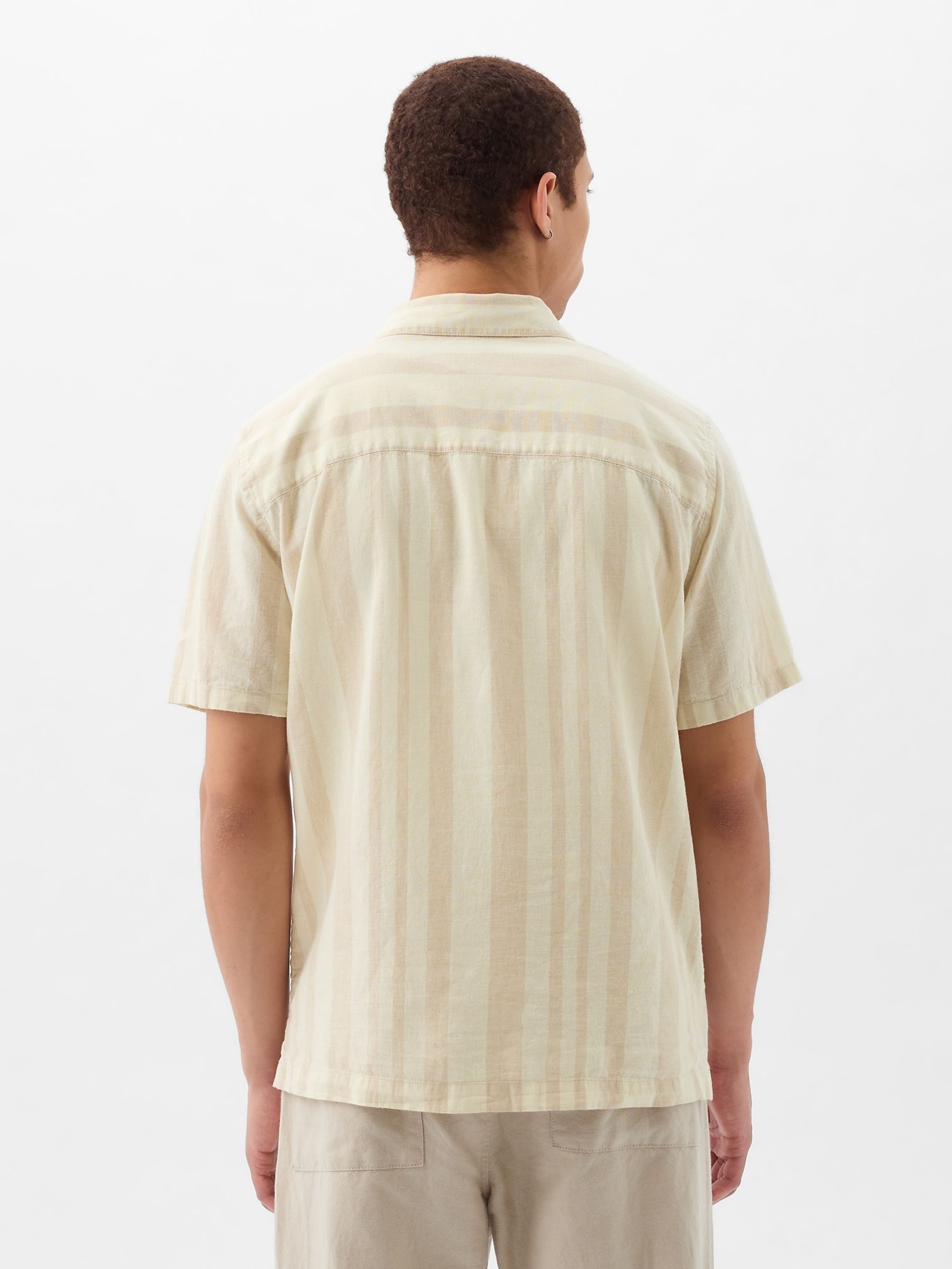 Neutral Linen-Cotton Blend Short Sleeve Shirt - Image 2 of 4