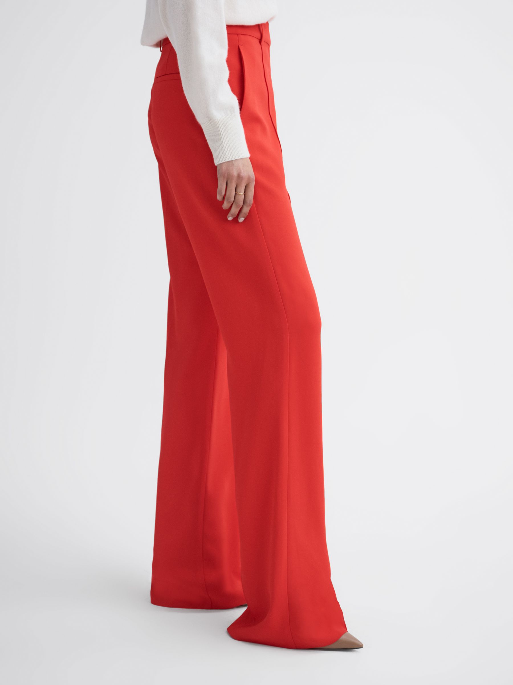 Wide Leg Mid Rise Trousers in Coral - Image 3 of 5