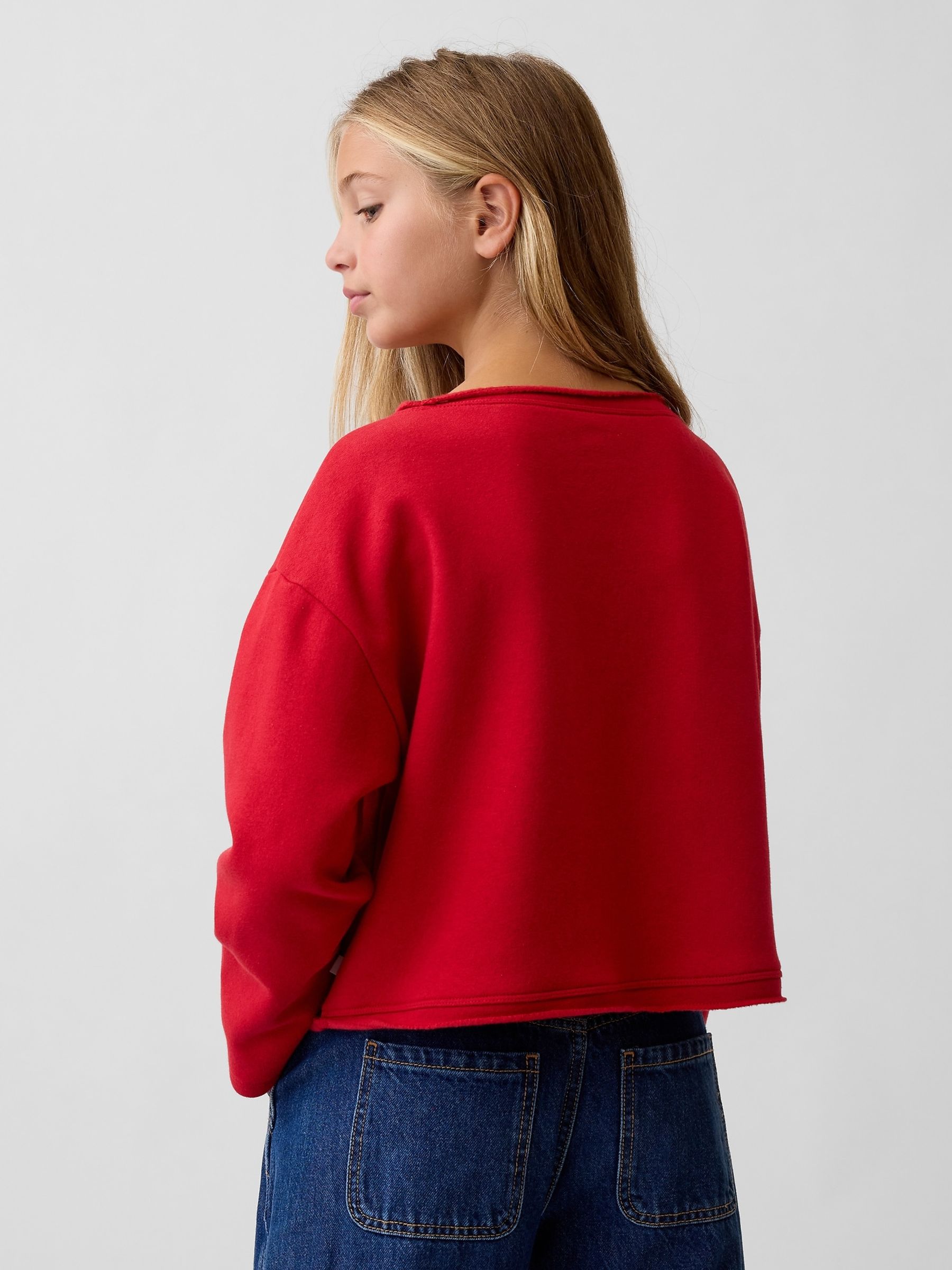 Red Vintage Soft Rolled Neck Off-Shoulder Logo Sweatshirt - Image 2 of 5 Red Vintage Soft Rolled Neck Off-Shoulder Logo Sweatshirt - Image 2 of 5