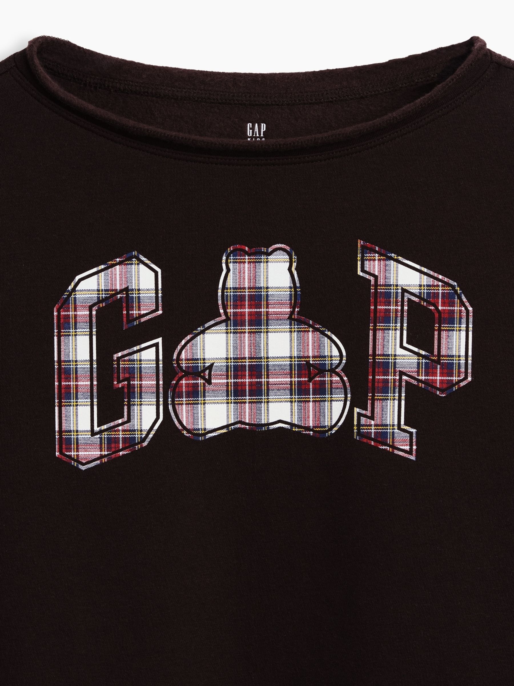 Brown Check Vintage Soft Rolled Neck Off-Shoulder Logo Sweatshirt - Image 4 of 5
