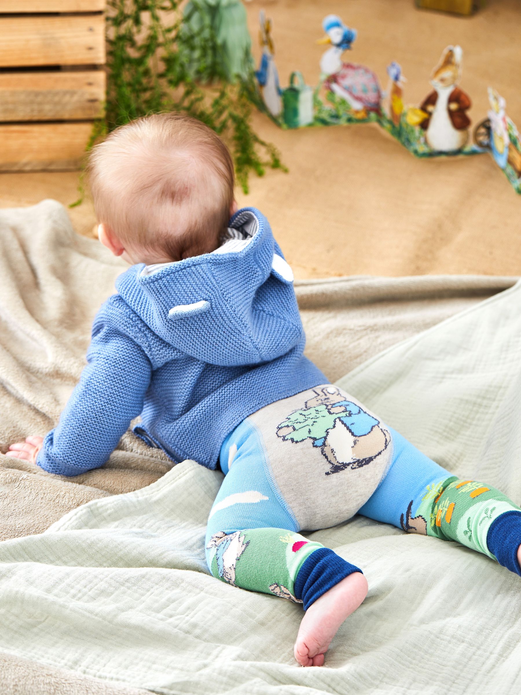 Denim Blue Bear Hooded Baby Cardigan - Image 3 of 4