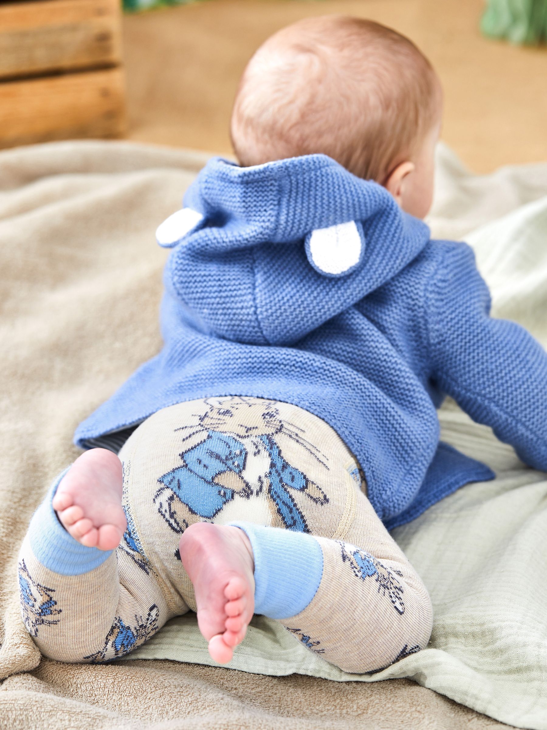 Denim Blue Bear Hooded Baby Cardigan - Image 4 of 4