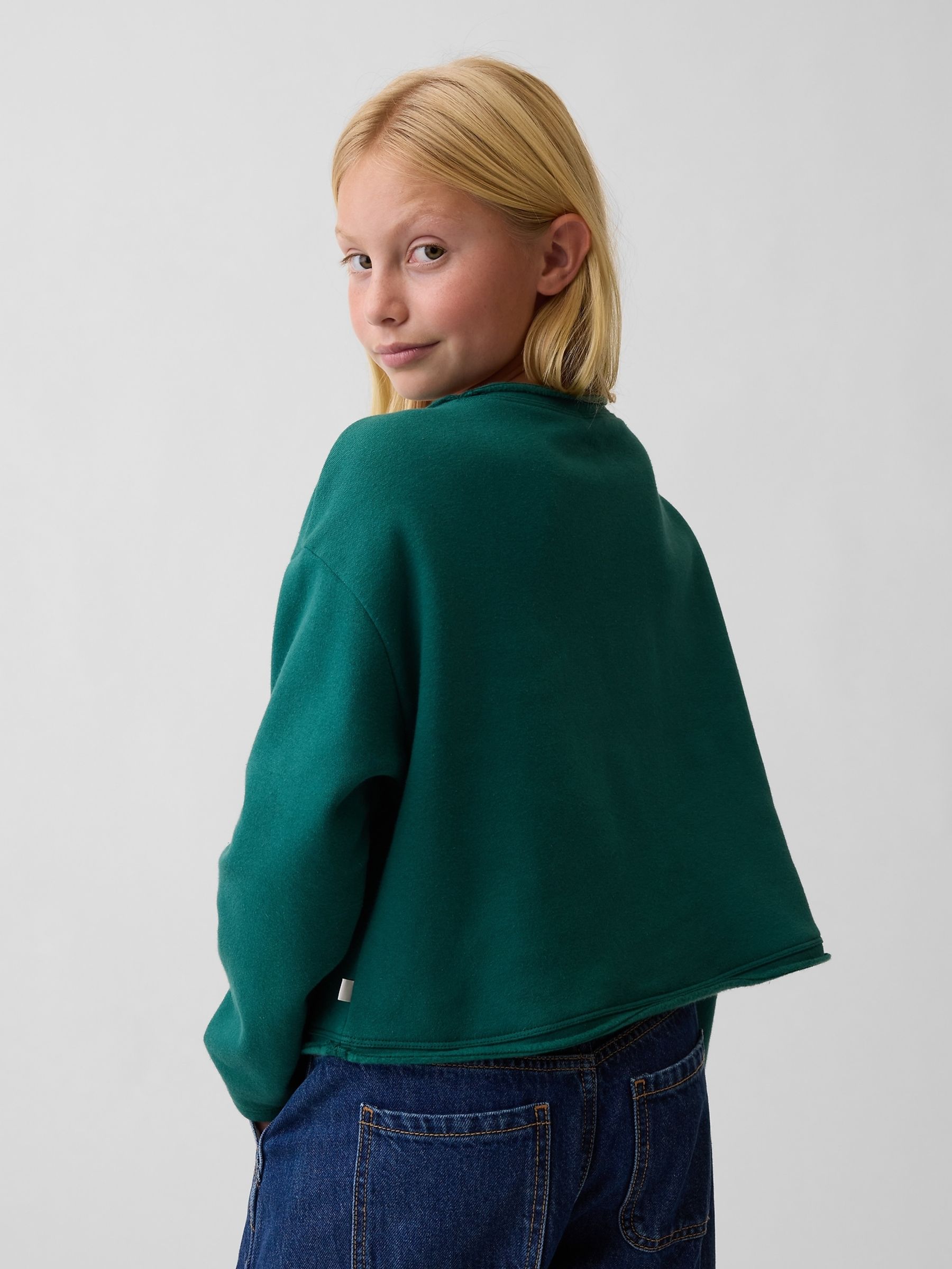 Green & Mulit Stripe Vintage Soft Rolled Neck Off-Shoulder Logo Sweatshirt - Image 2 of 5