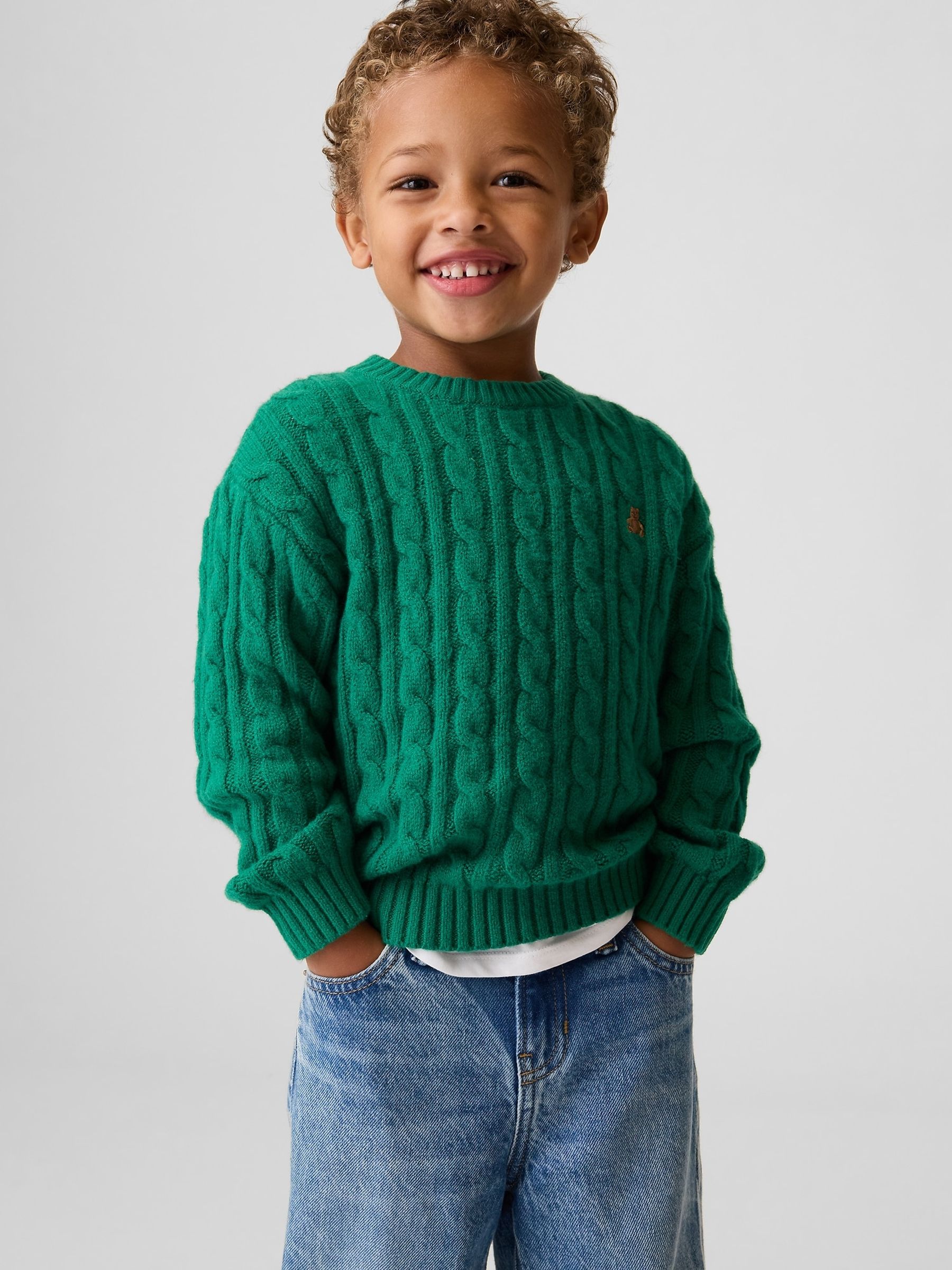 Vivid Green CashSoft Cable-Knit Jumper - Image 1 of 4