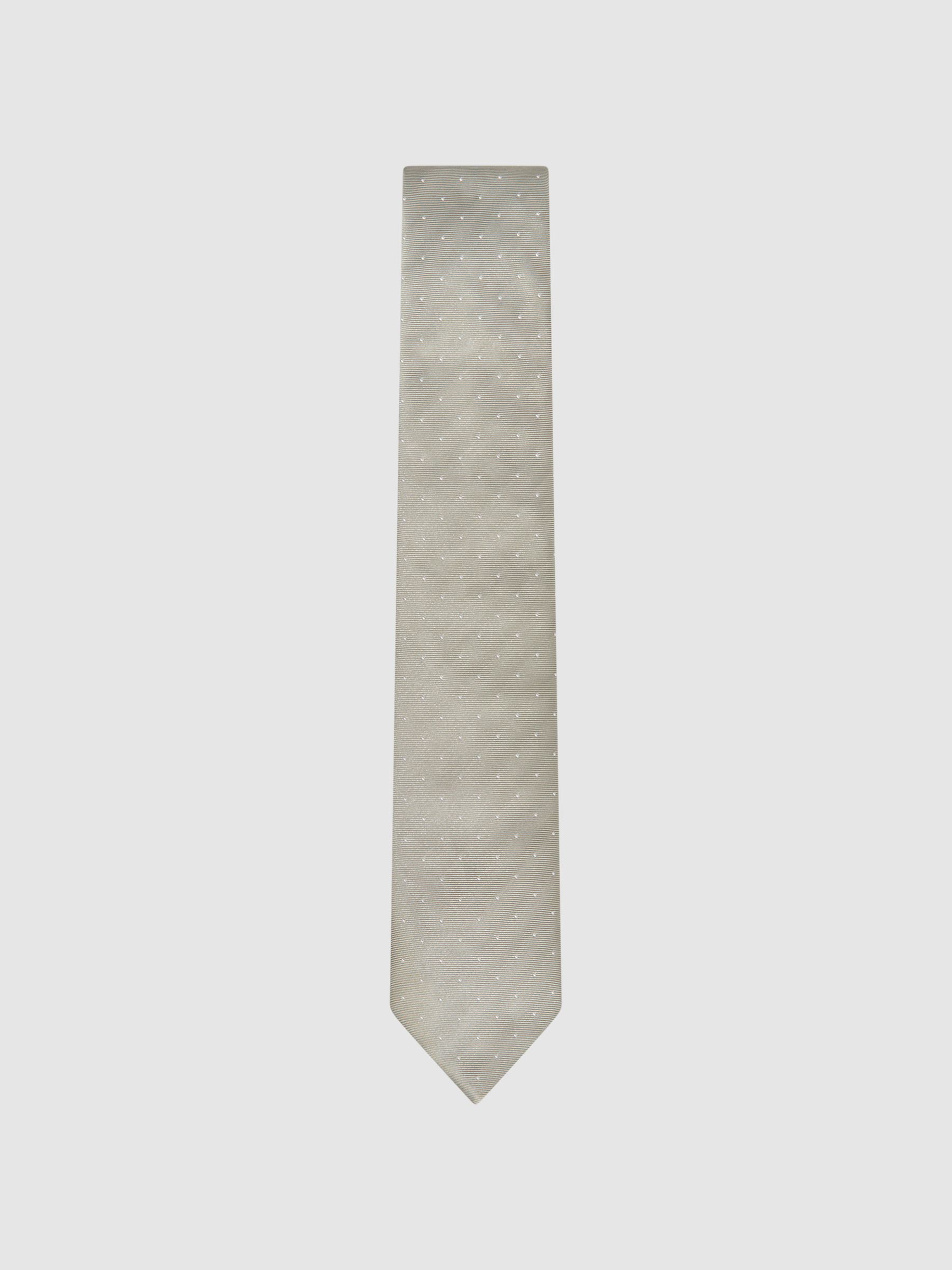 Polka Dot Silk Tie in Champagne - Image 1 of 5