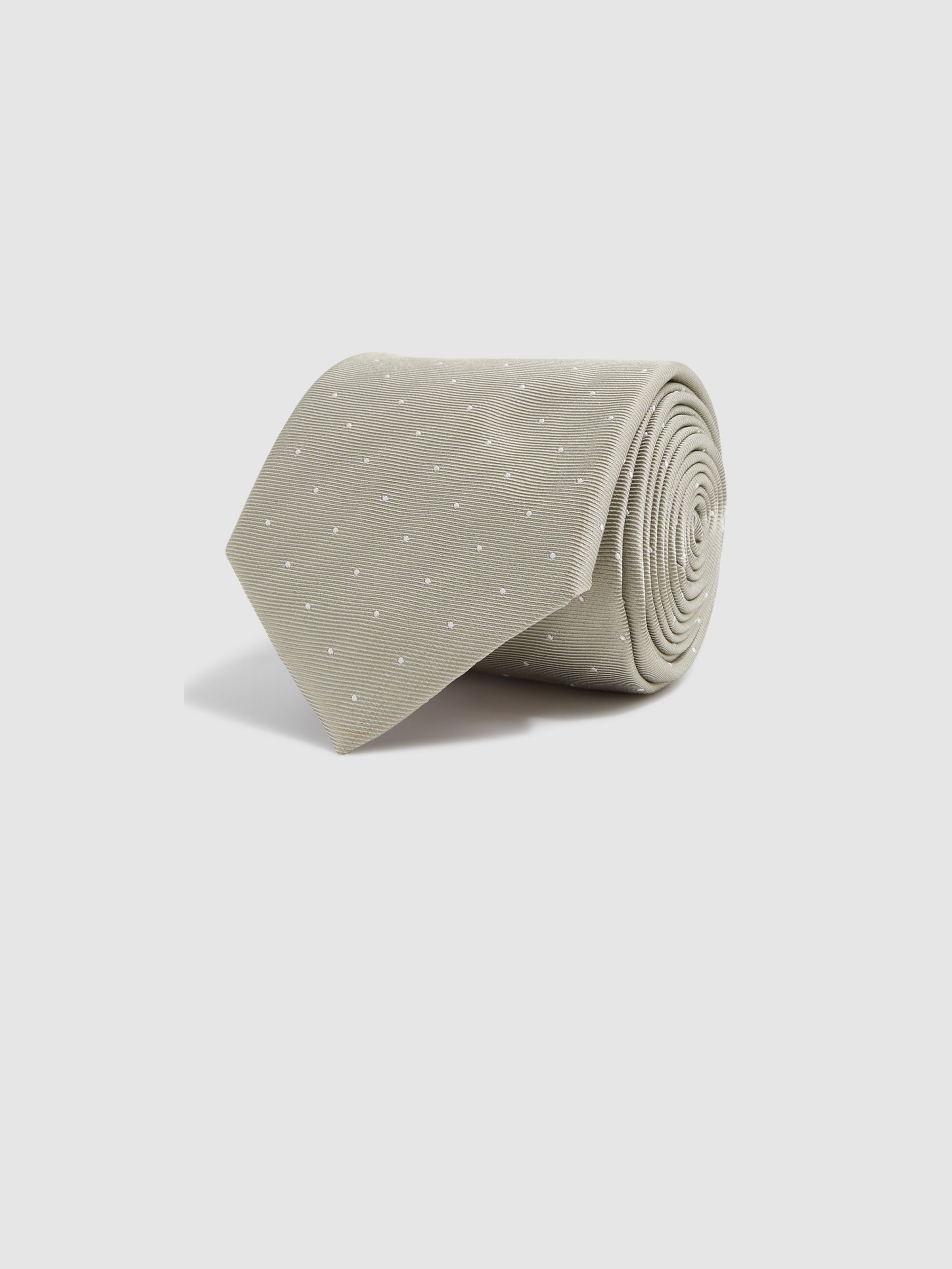 Polka Dot Silk Tie in Champagne - Image 3 of 5