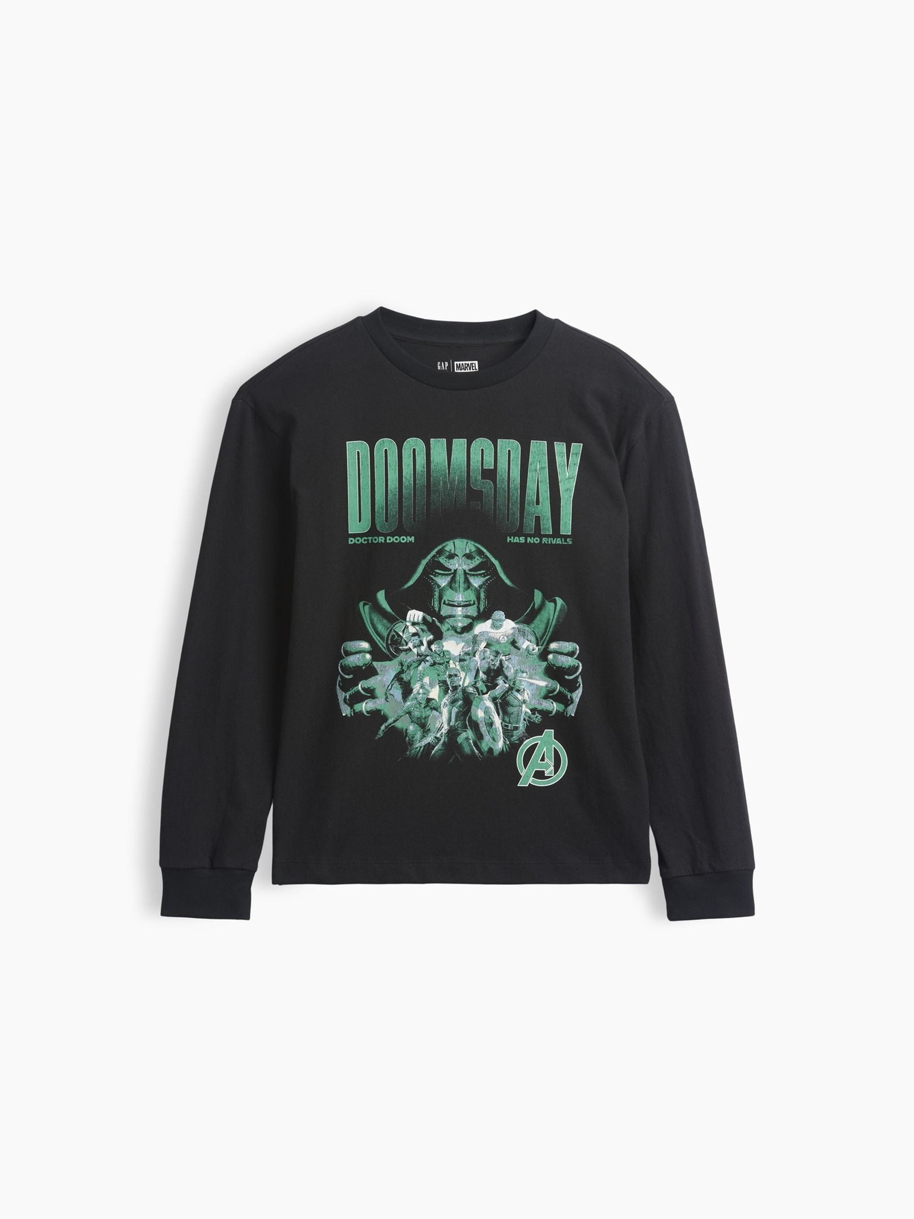Black Dr Doom Marvel Relaxed Graphic Long Sleeve T-Shirt - Image 1 of 3