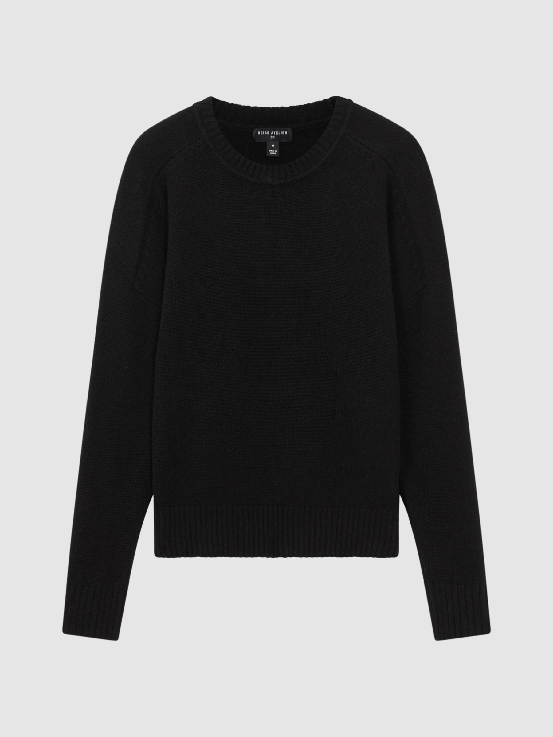 Cashmere Crew Neck Jumper in Black - Image 2 of 5