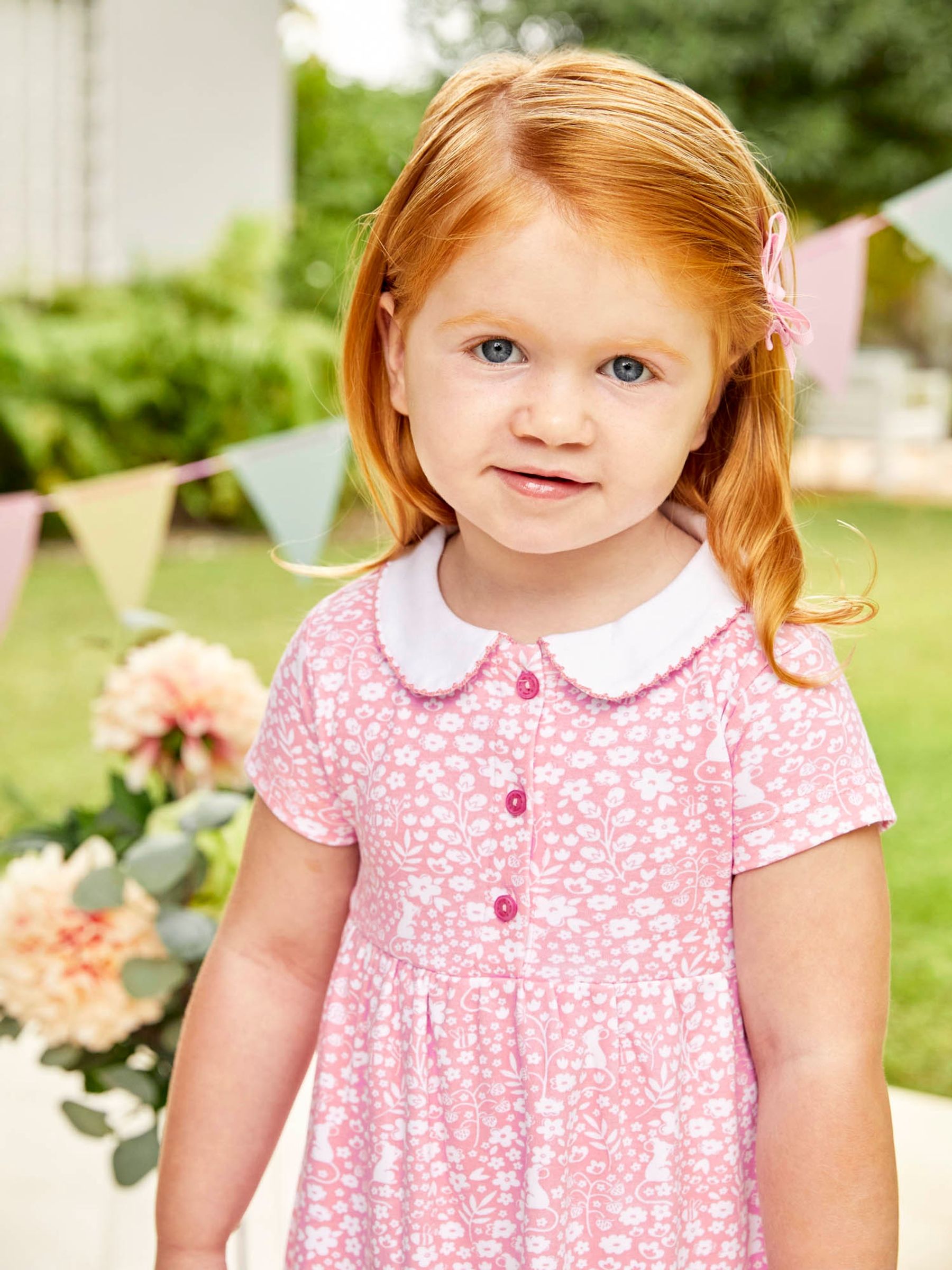 Pale Pink Mouse Floral Print With Pet In Pocket Peter Pan Dress - Image 3 of 6