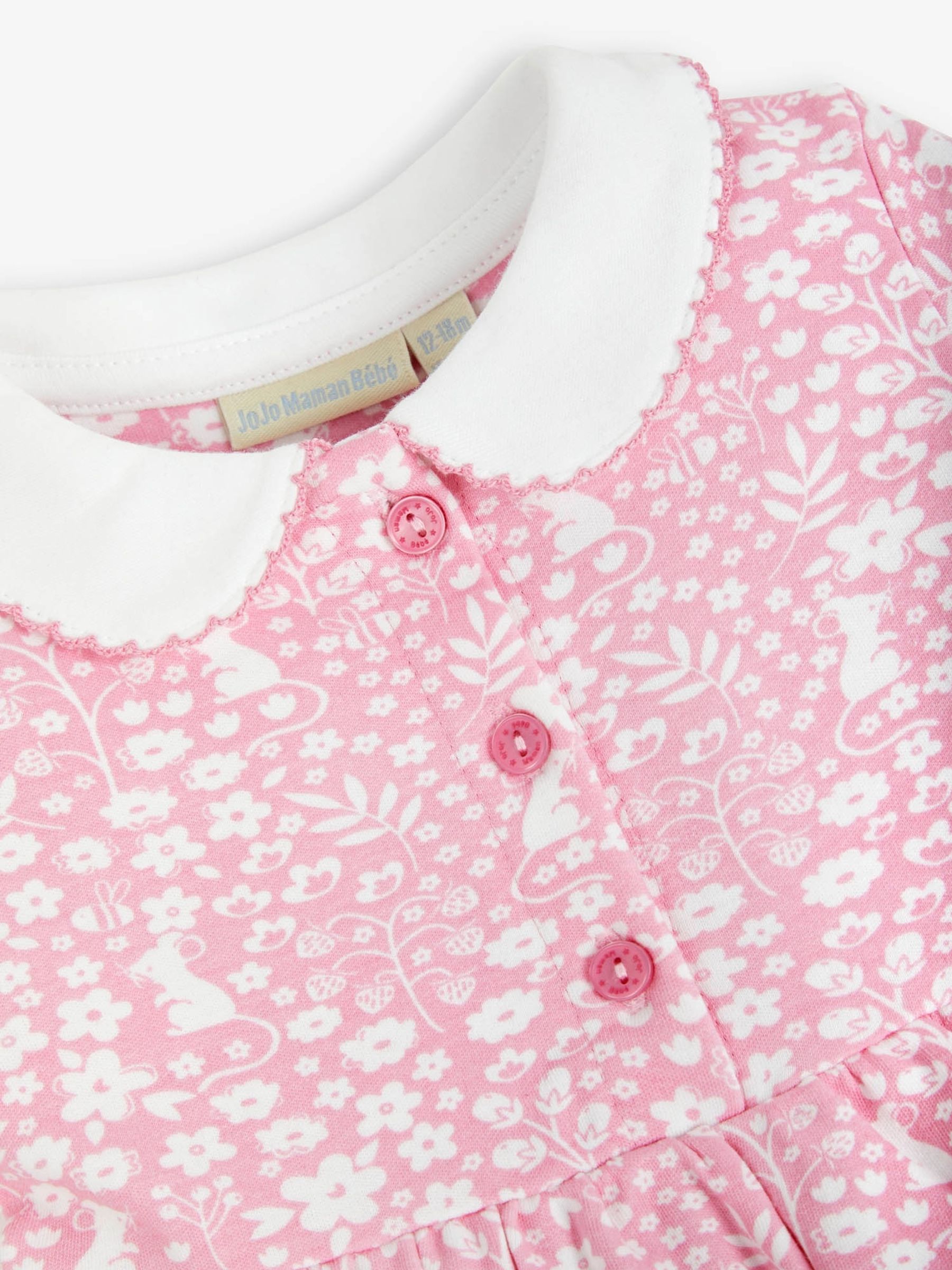 Pale Pink Mouse Floral Print With Pet In Pocket Peter Pan Dress - Image 6 of 6