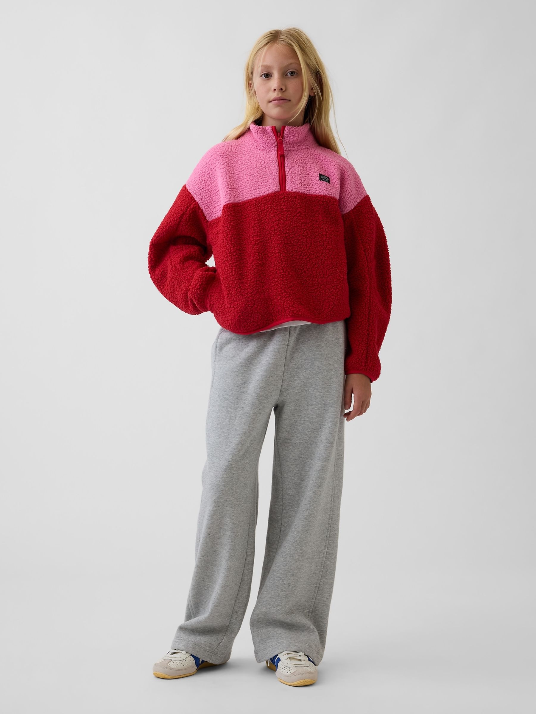Red & Pink Sherpa Quarter-Zip Fleece - Image 3 of 4