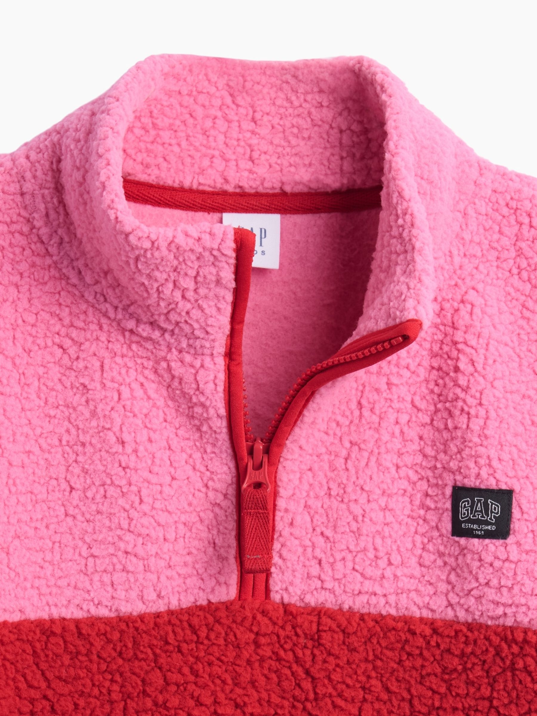 Red & Pink Sherpa Quarter-Zip Fleece - Image 4 of 4