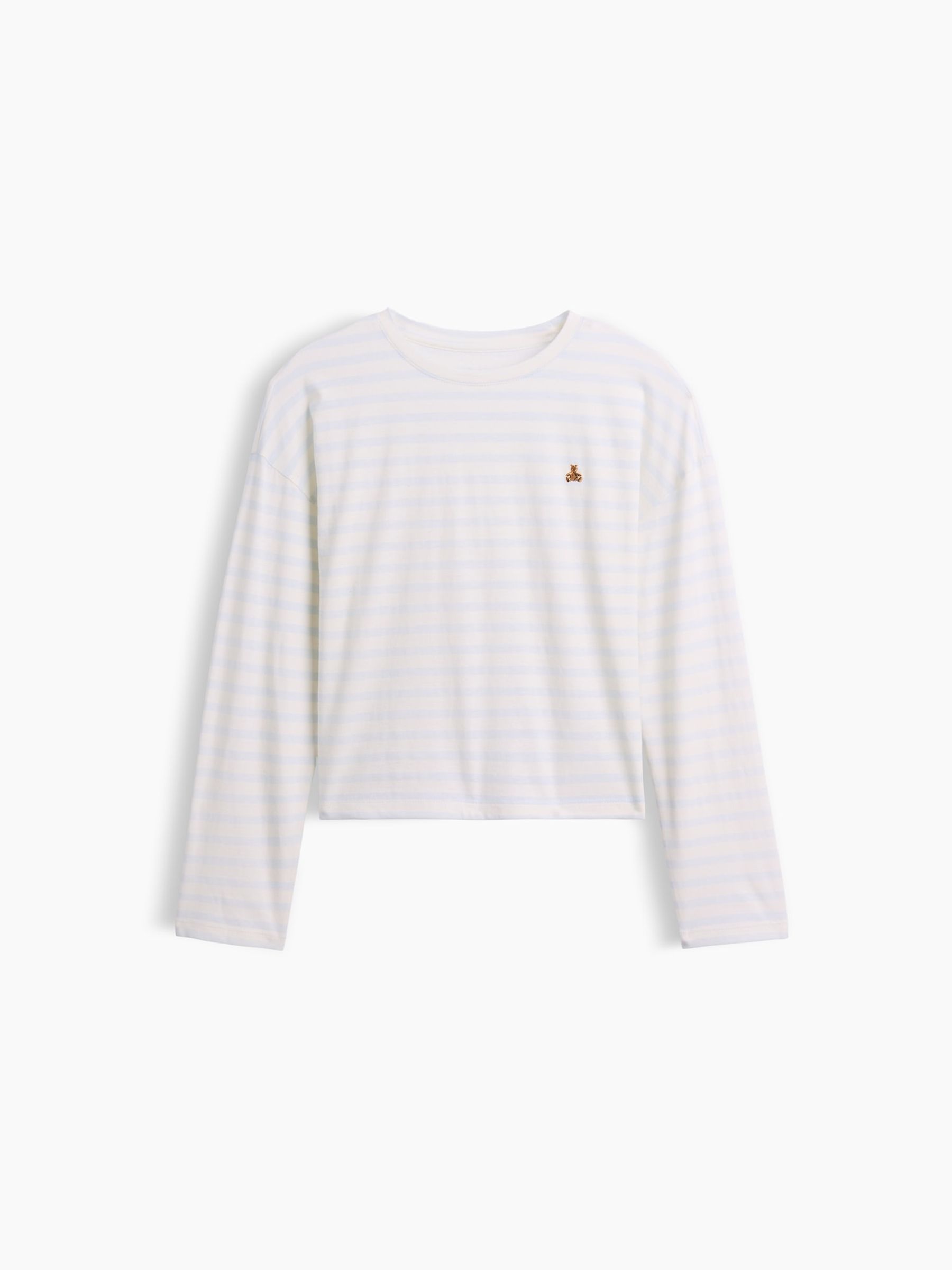 White & Blue Stripe Oversized Long Sleeve T-Shirt - Image 3 of 4