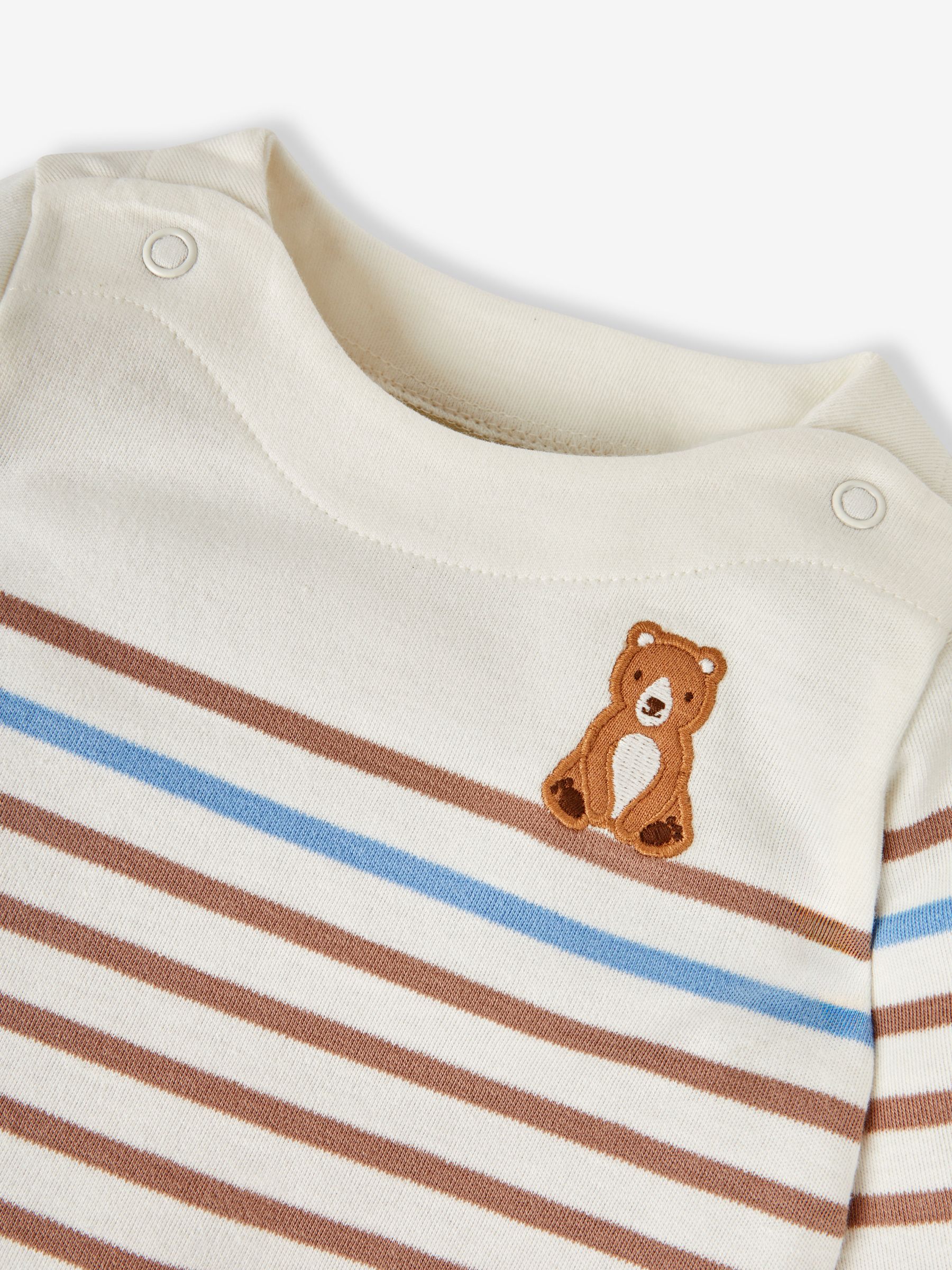 Blue Boys' Bear Embroidered Breton Top & Cosy Trousers Baby Set - Image 4 of 5