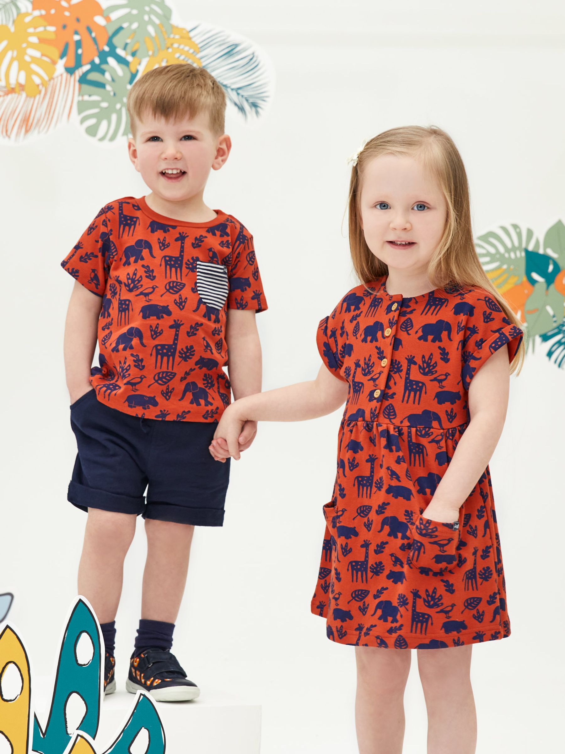 Rust Girls' Jungle Print Pet in Pocket Dress - Image 2 of 2