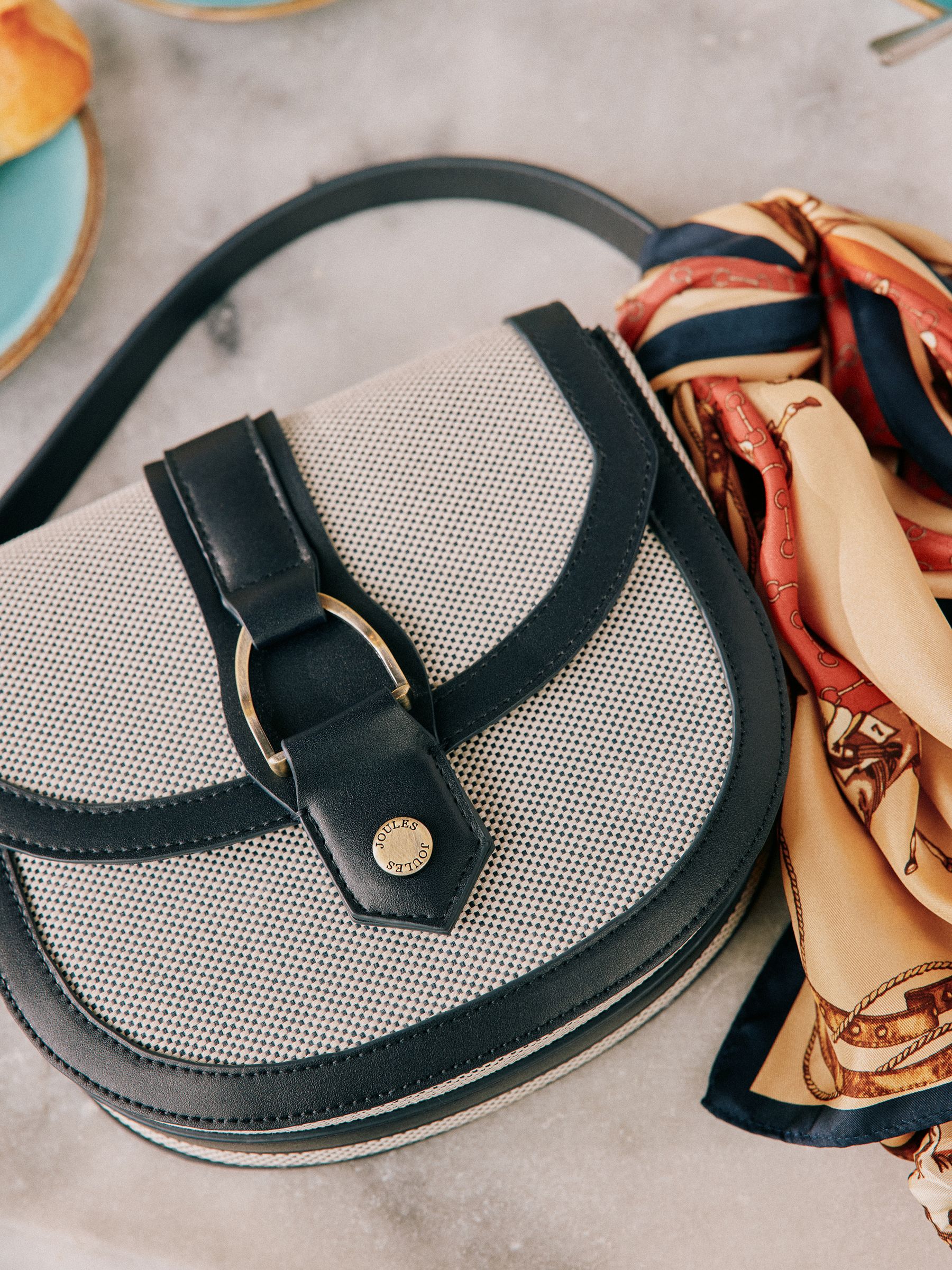 Ludlow Navy Blue Canvas Cross Body Bag | Joules