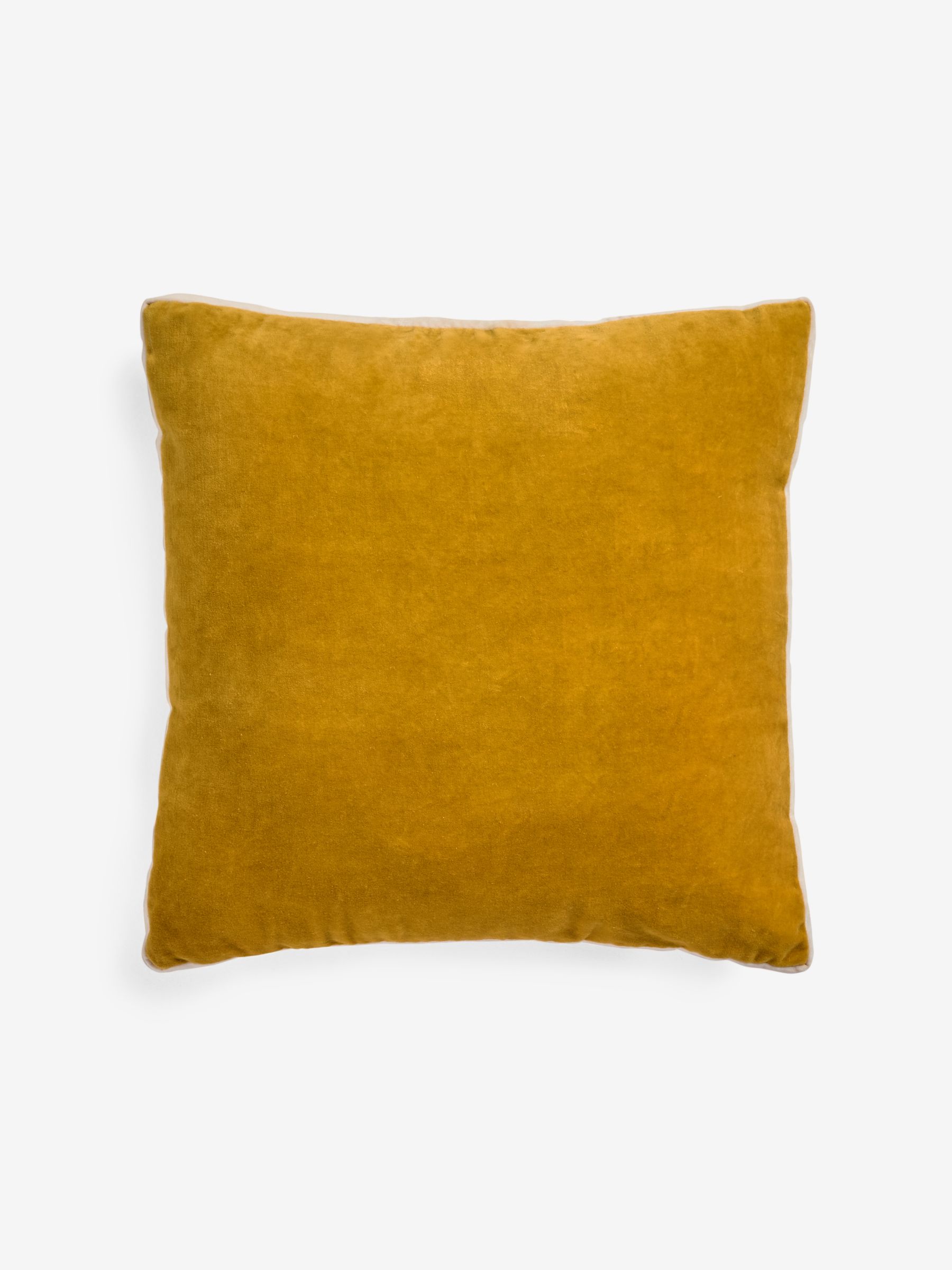 Petra Cotton Velvet Boxy Cushion in Ochre - Image 4 of 4