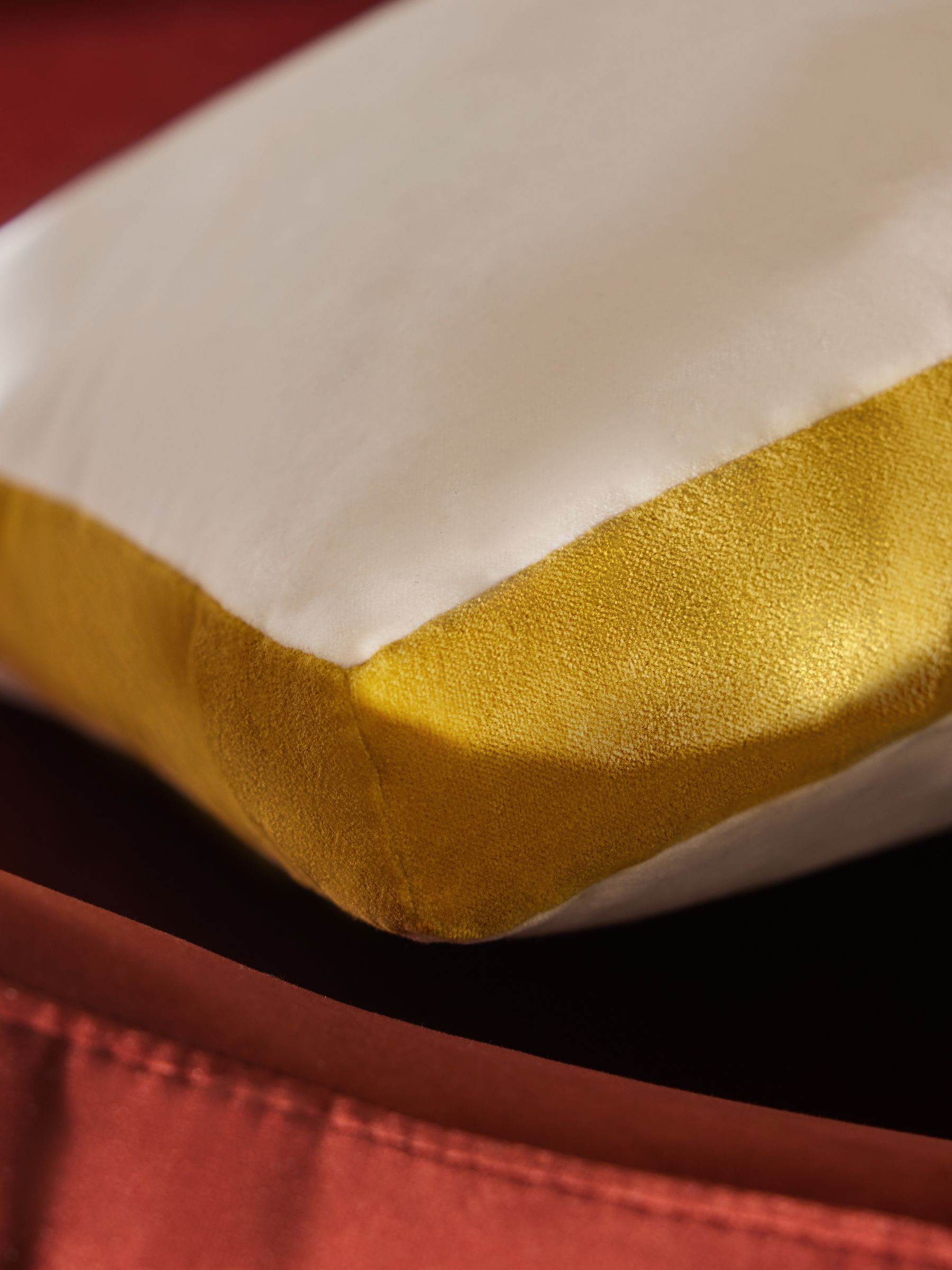 Petra Cotton Velvet Boxy Cushion in Cream - Image 2 of 4