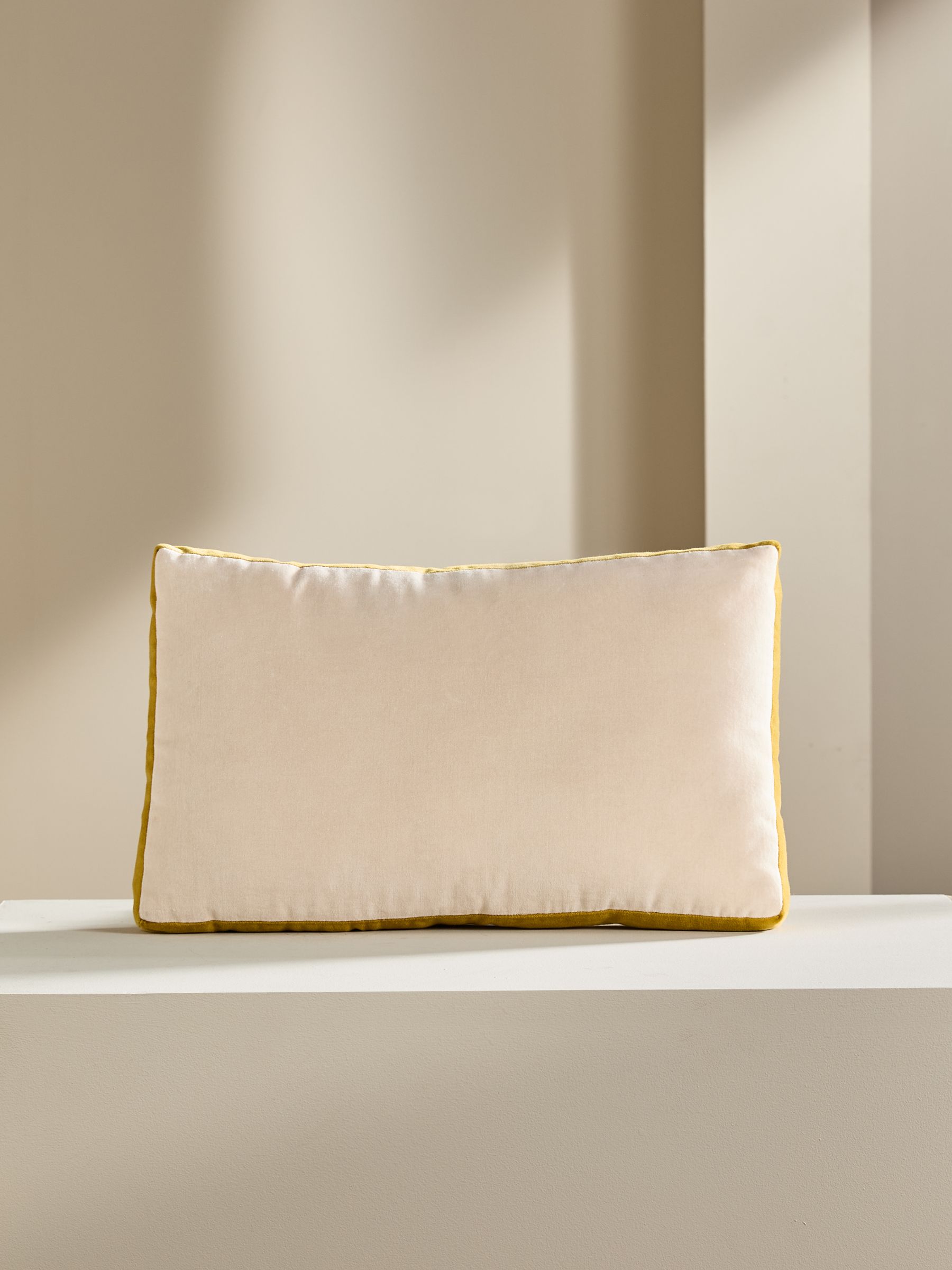 Petra Cotton Velvet Boxy Cushion in Cream - Image 4 of 4