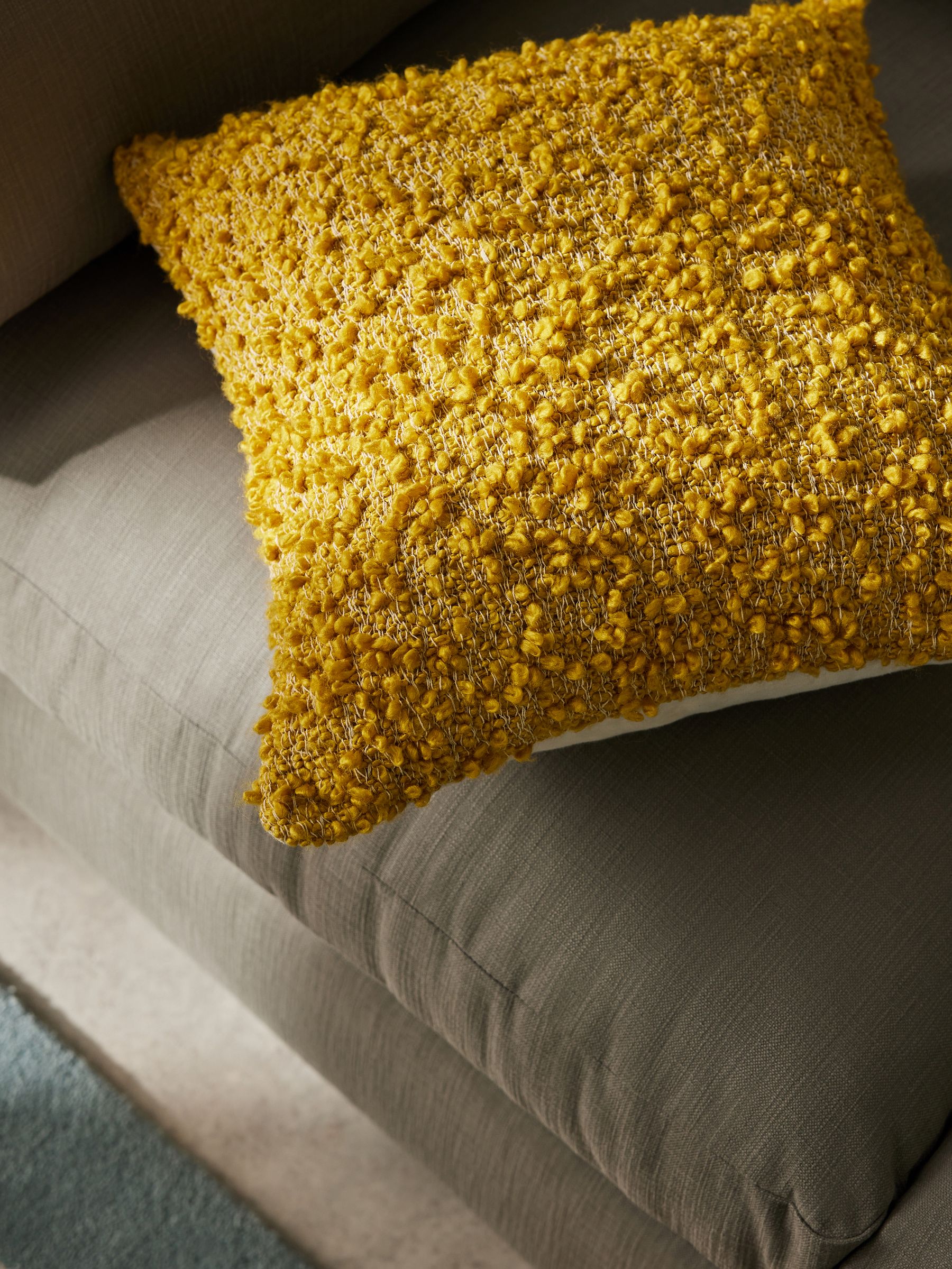 Agda Cosy Boucle Cushion in Yellow - Image 2 of 4