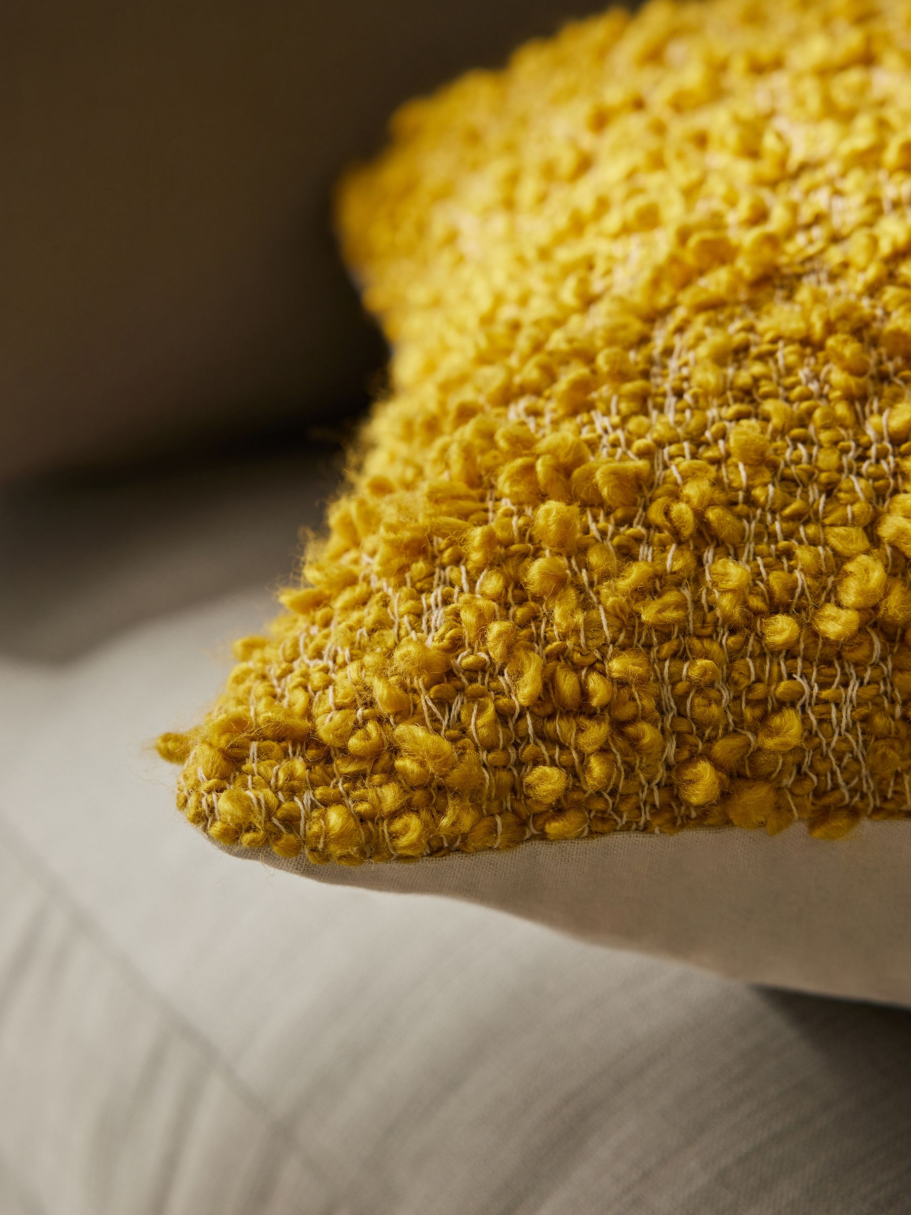 Agda Cosy Boucle Cushion in Yellow - Image 3 of 4