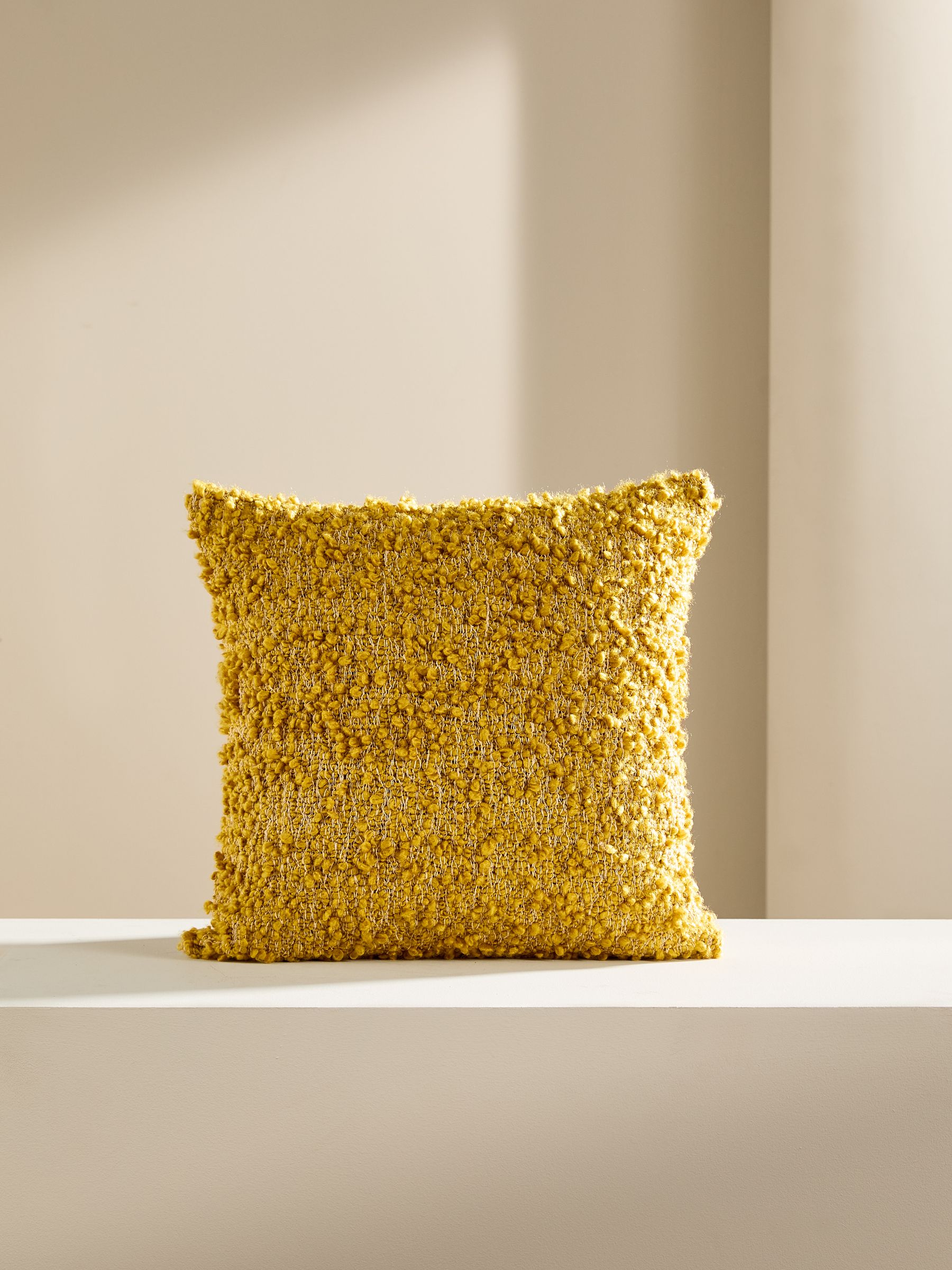 Agda Cosy Boucle Cushion in Yellow - Image 4 of 4