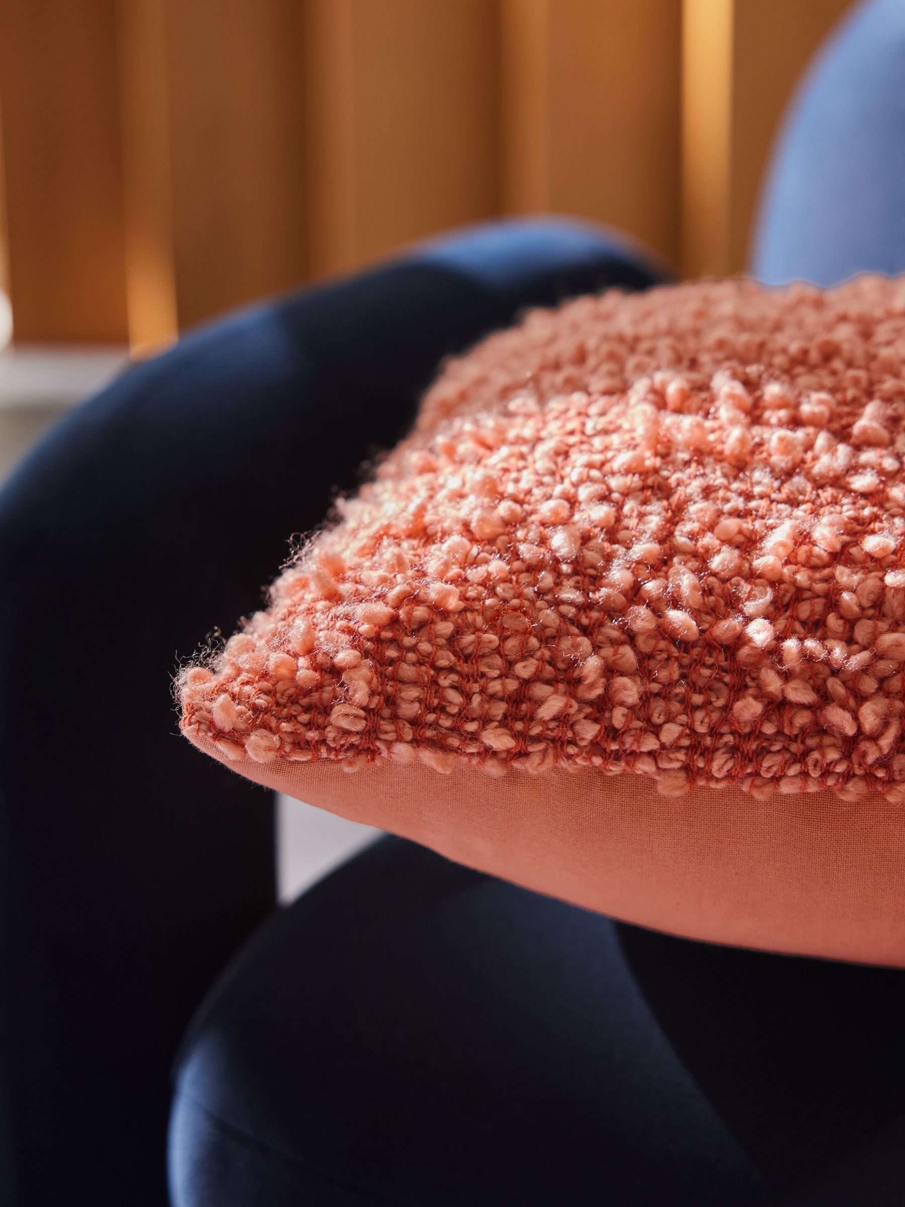 Agda Cosy Boucle Cushion in Peach Pink - Image 2 of 3