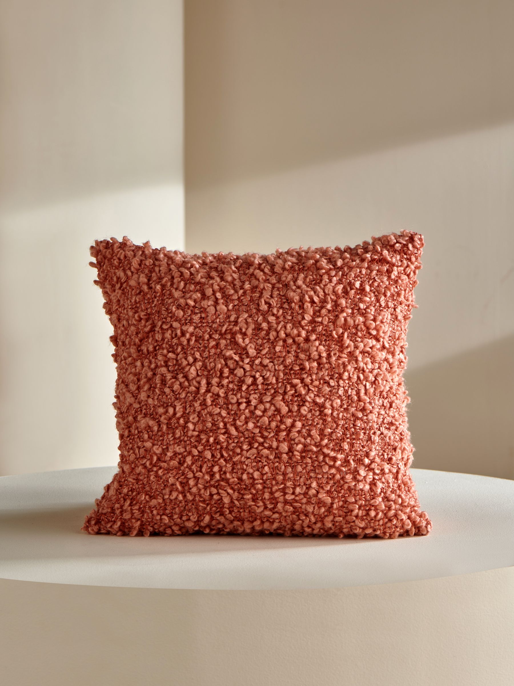 Agda Cosy Boucle Cushion in Peach Pink - Image 3 of 3