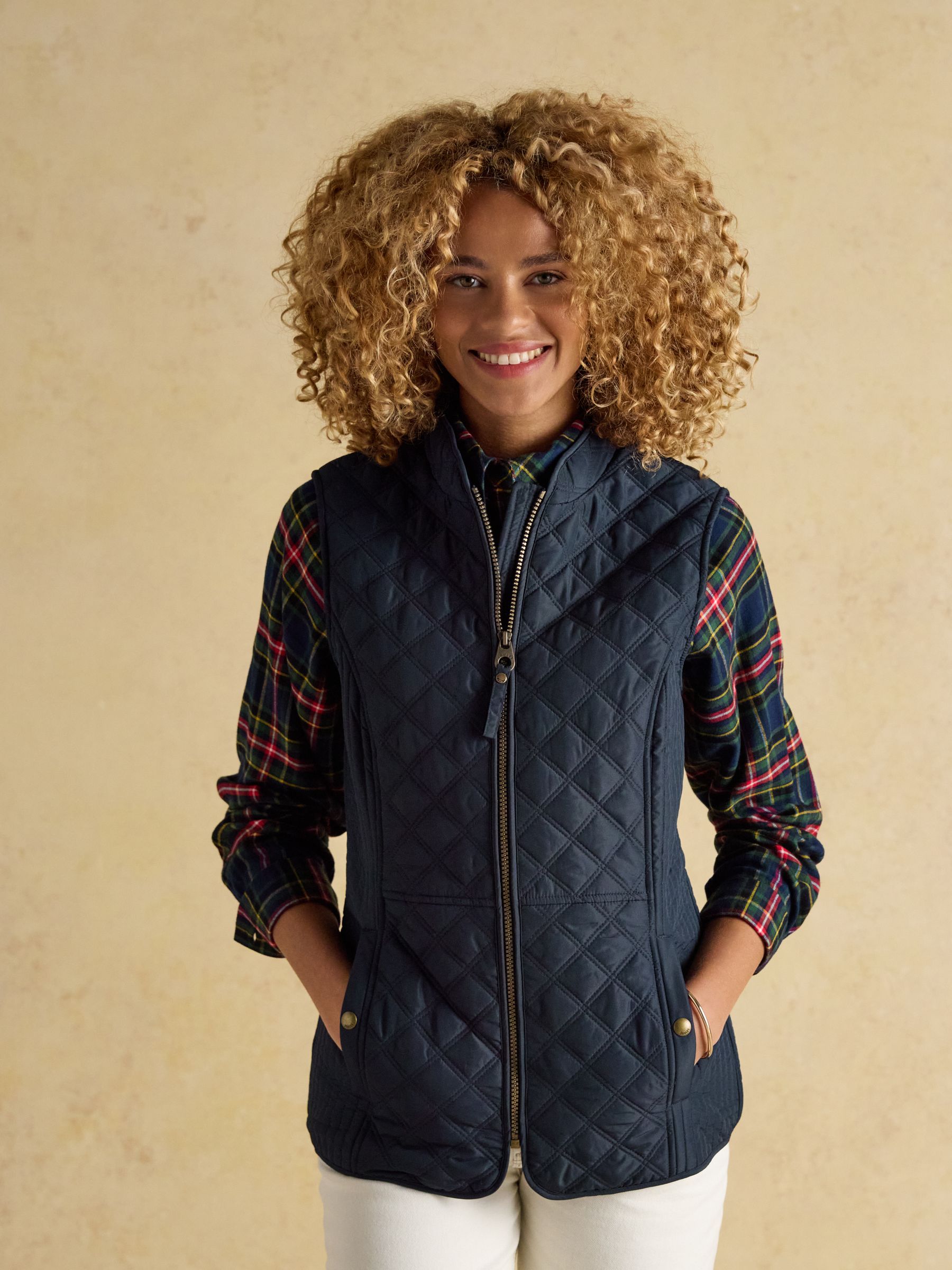 Minx Navy Blue Showerproof Diamond Quilted Gilet - Image 1 of 10