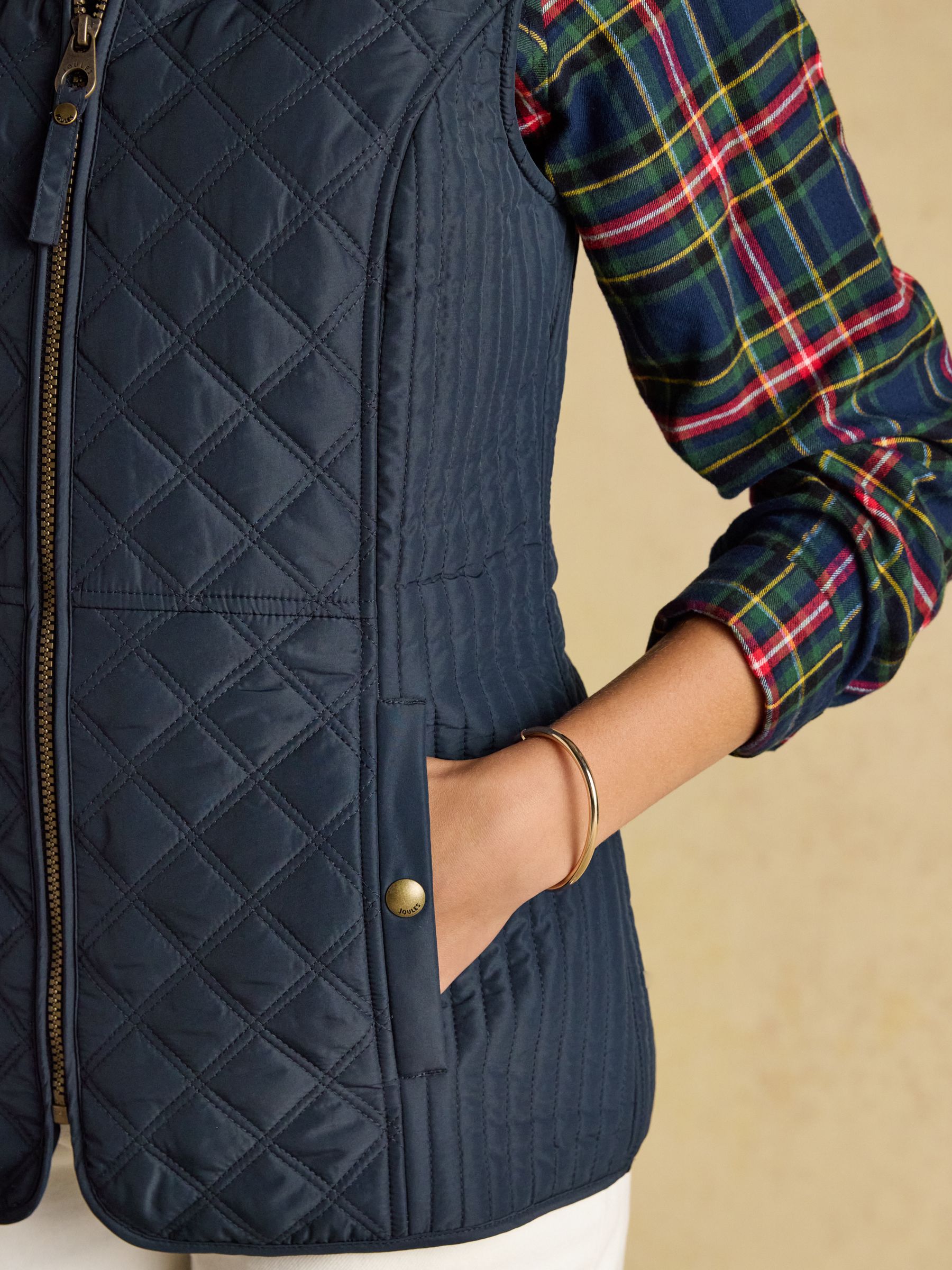 Minx Navy Blue Showerproof Diamond Quilted Gilet - Image 4 of 10