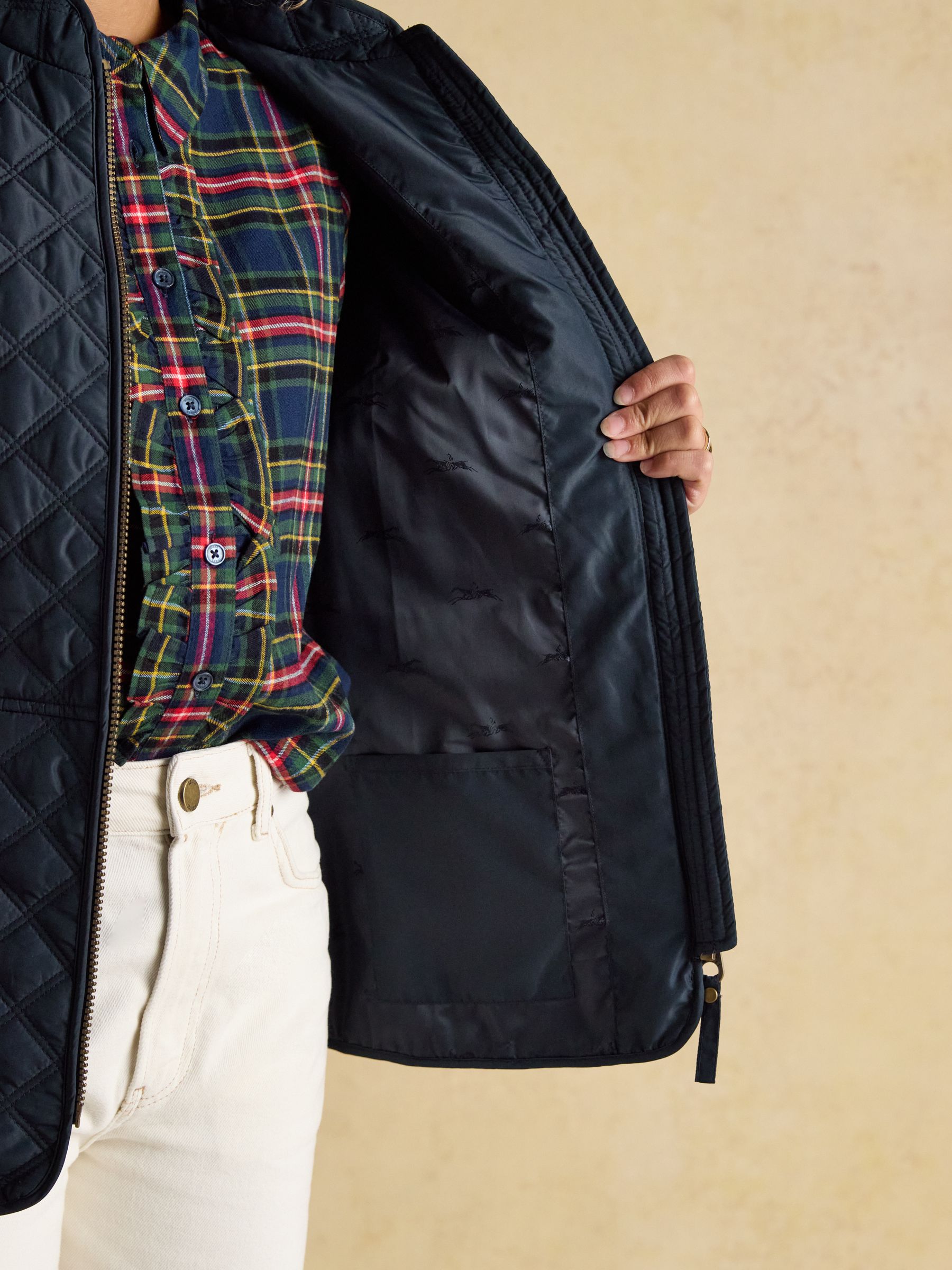 Minx Navy Blue Showerproof Diamond Quilted Gilet - Image 9 of 10