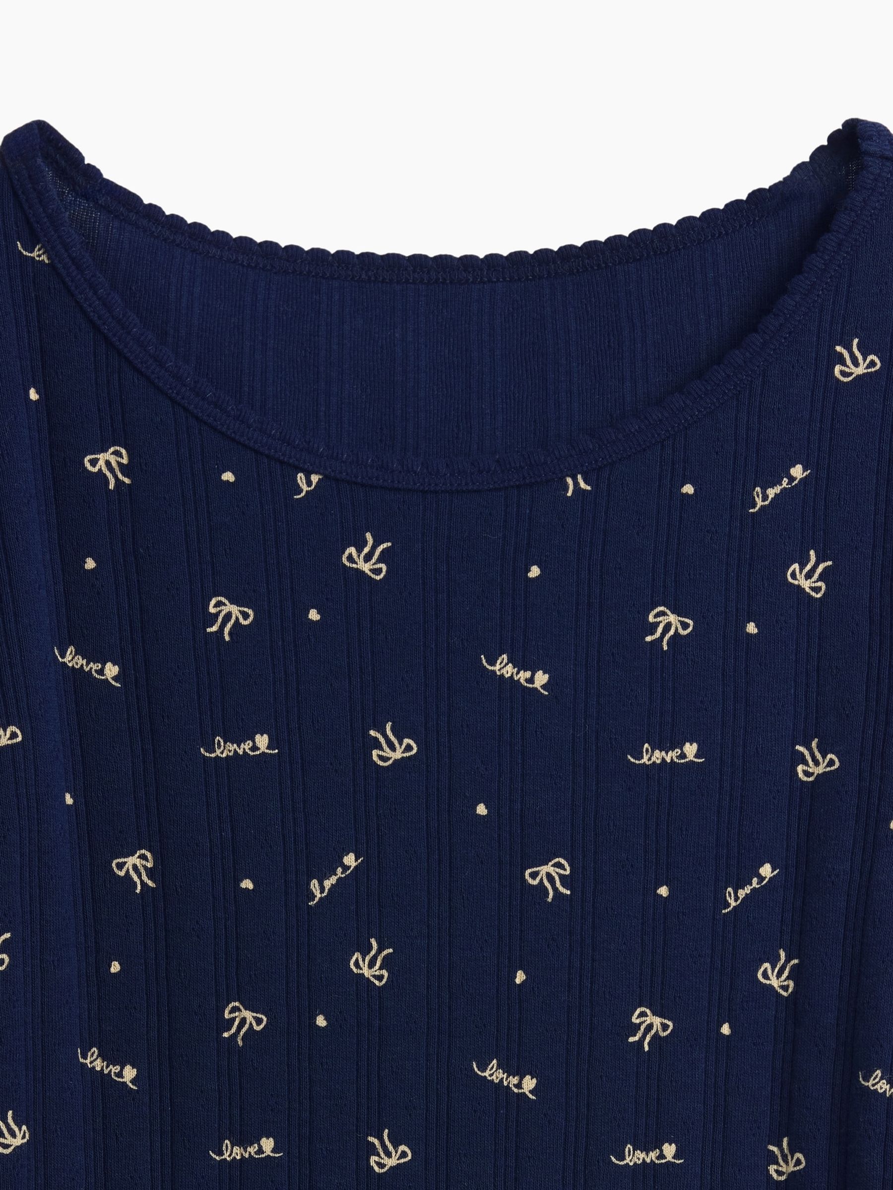 Navy Bow Pointelle Long Sleeve T-Shirt - Image 4 of 4